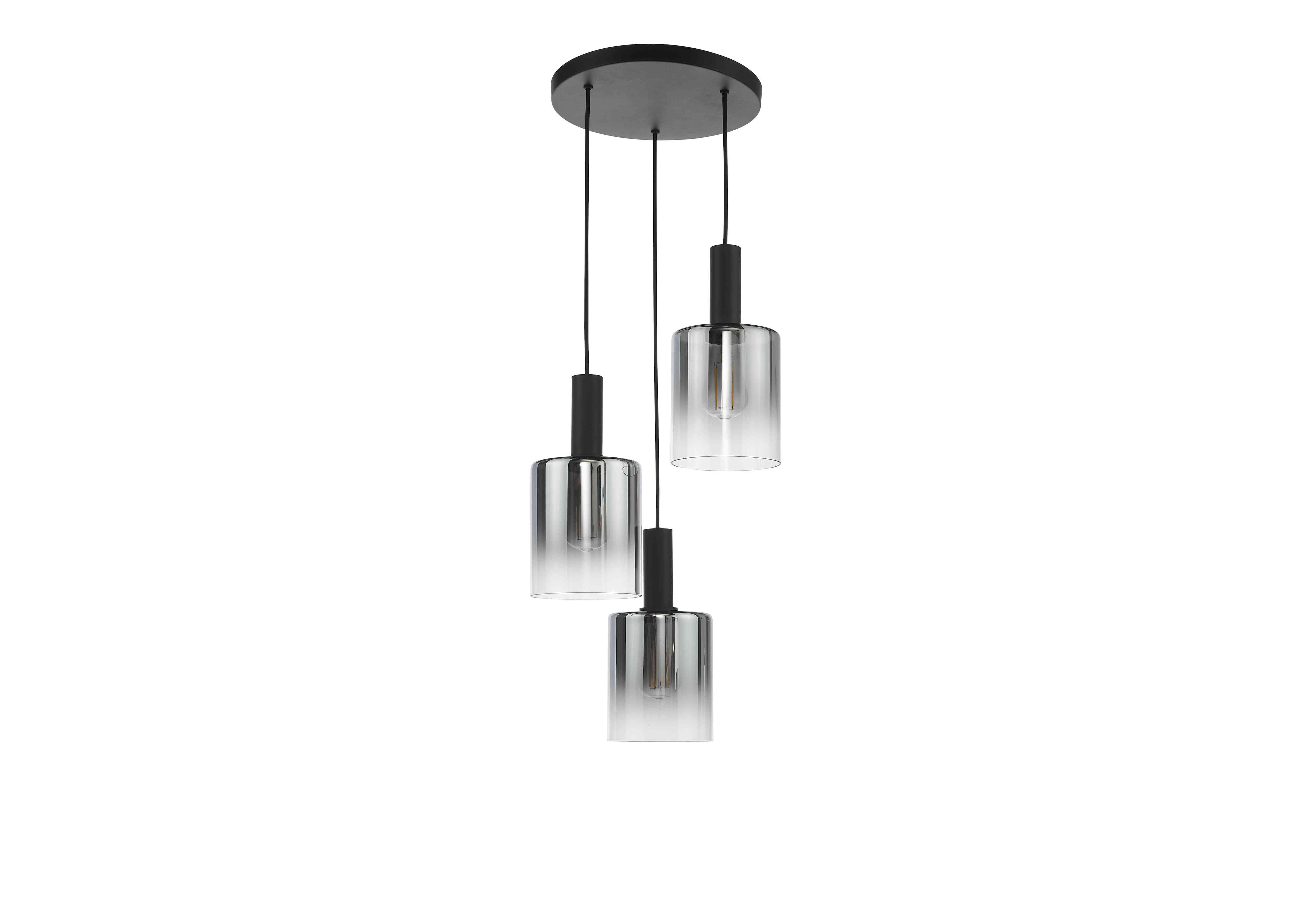 Macon 3 Light Cluster Pendant in Black Smoked Glass on Furniture Village