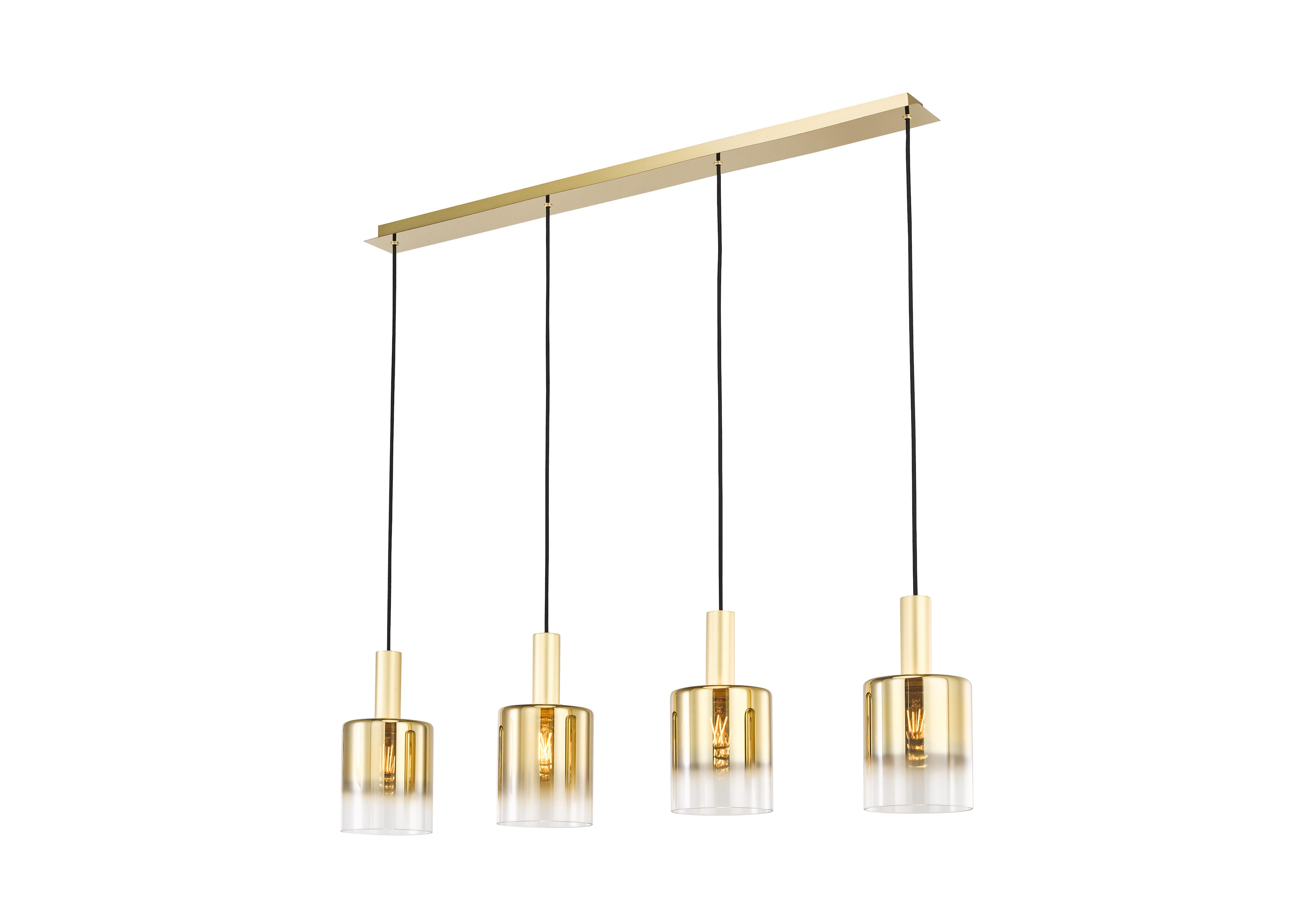 Macon 4 Light Bar Pendant Light in Gold Smoked Glass on Furniture Village