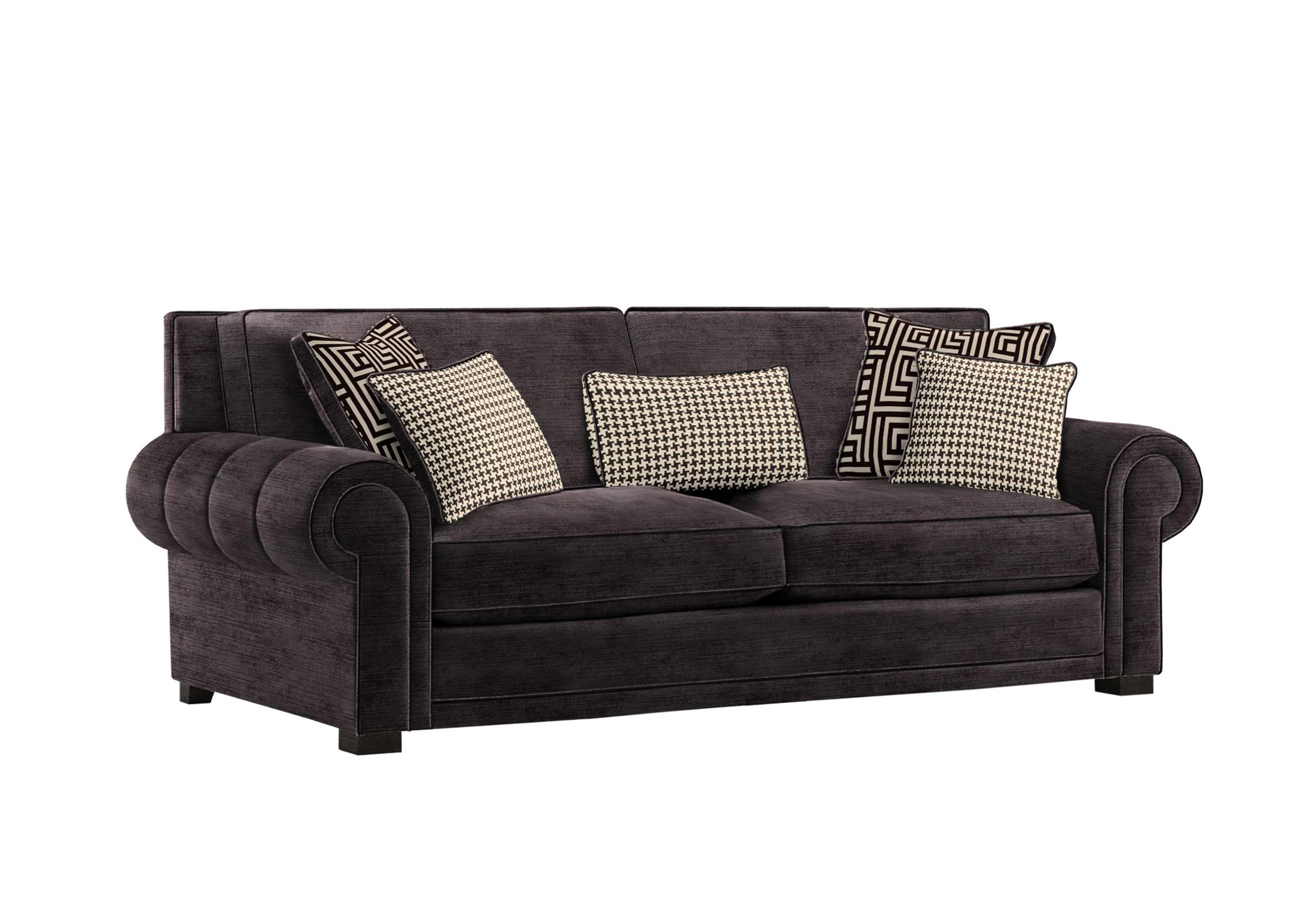 Ambassador Large 3 Seater Classic Back Sofa in Monarch Black-Noir Eby Ft on Furniture Village