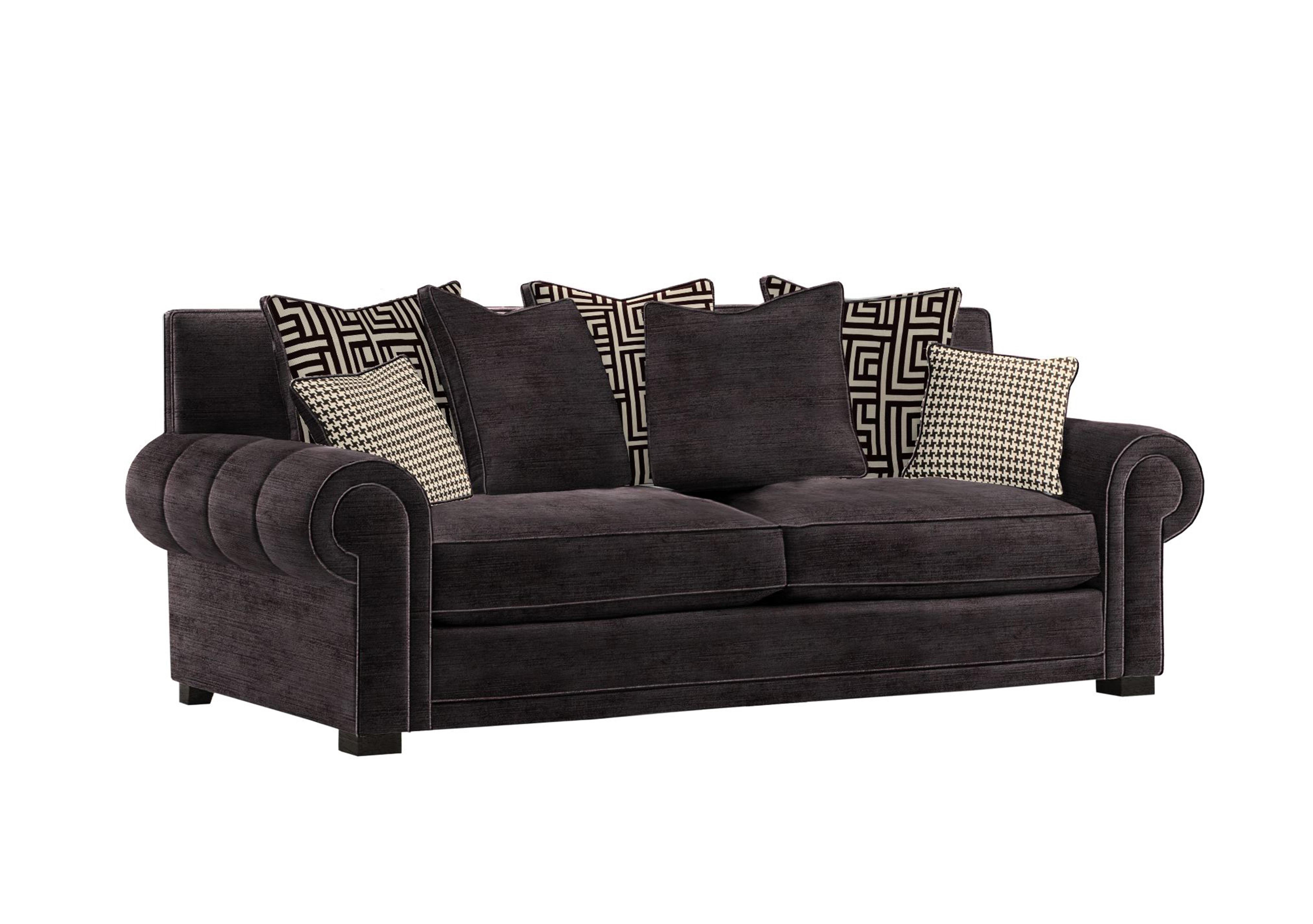 Ambassador Large 3 Seater Scatter Back Sofa in Monarch Black-Noir Eby Ft on Furniture Village