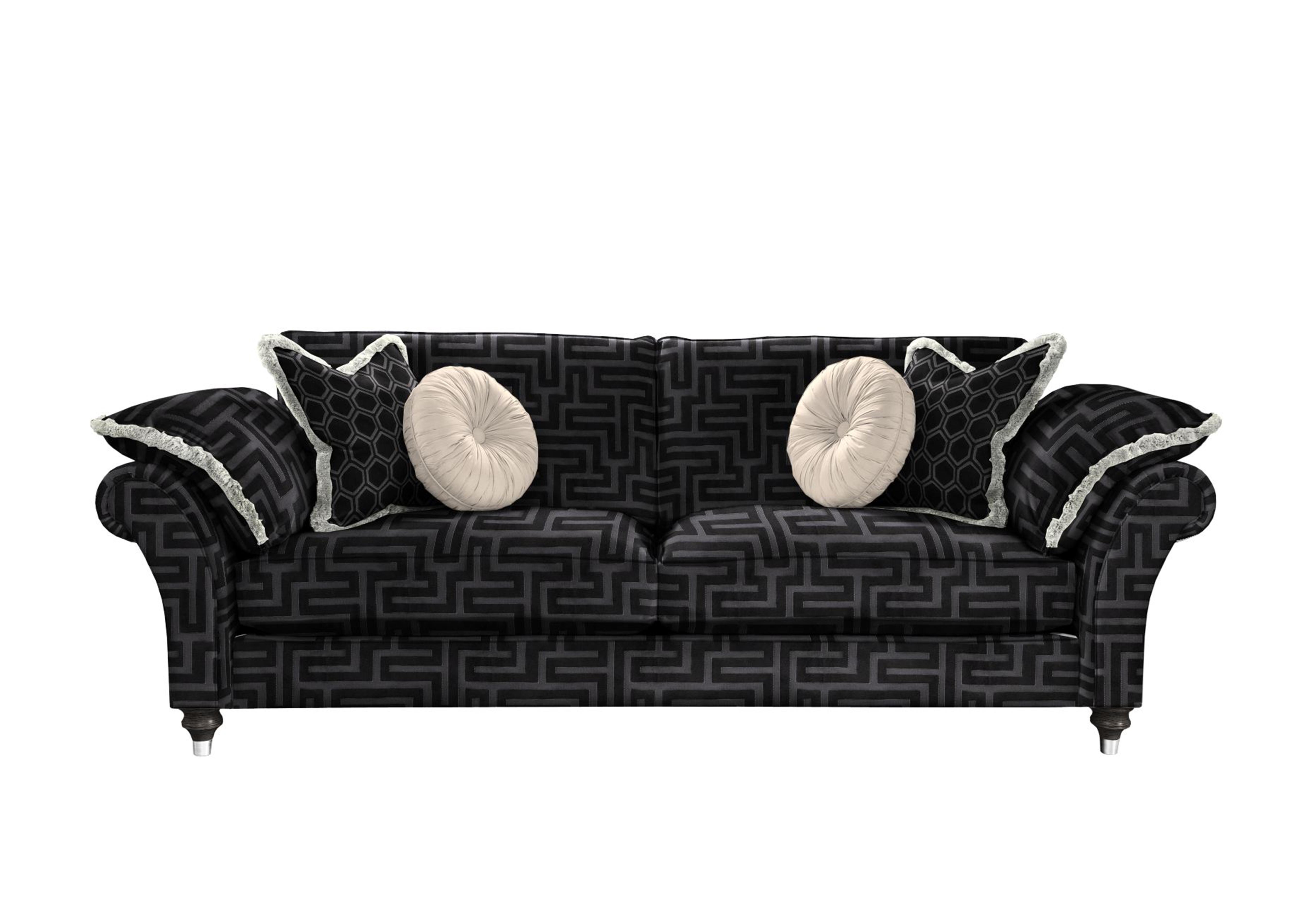 Princeton Ruched Large 3 Seater Sofa in Apollo Onyx-Onyx Eby/Stl on Furniture Village