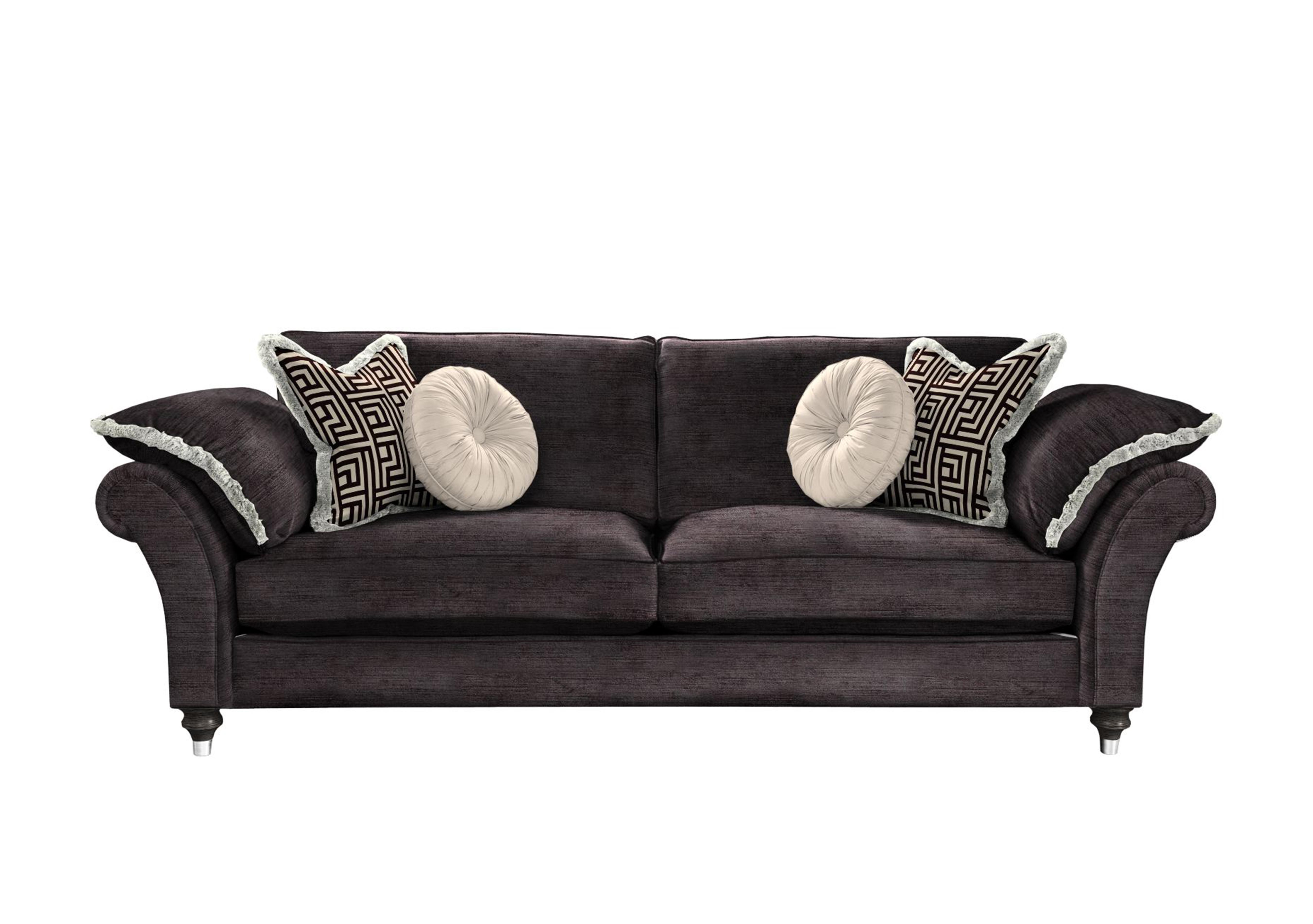 Princeton Ruched Large 3 Seater Sofa in Monarch Black-Noir Eby/Stl on Furniture Village