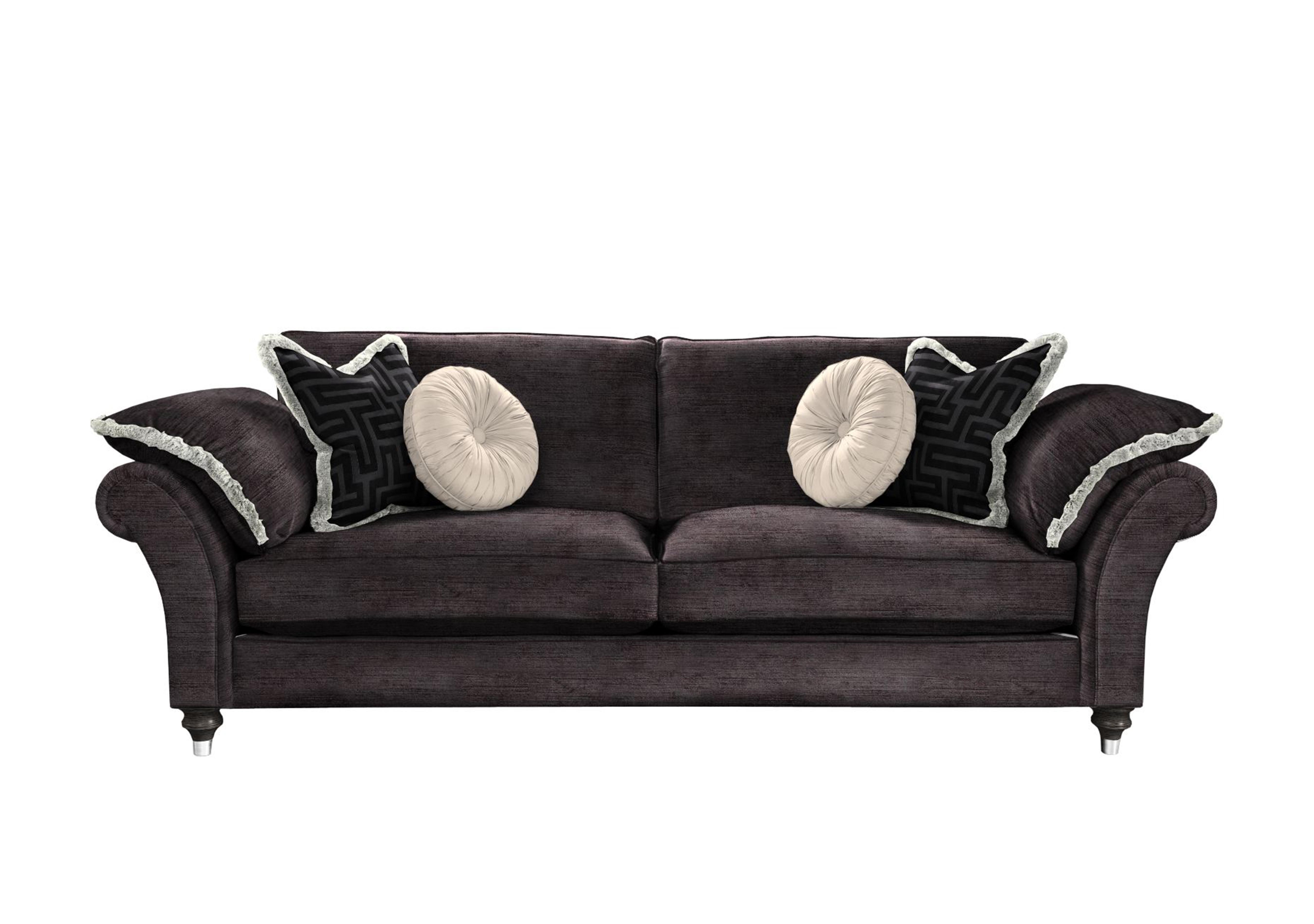 Princeton Ruched Large 3 Seater Sofa in Monarch Black-Onyx Eby/Stl on Furniture Village