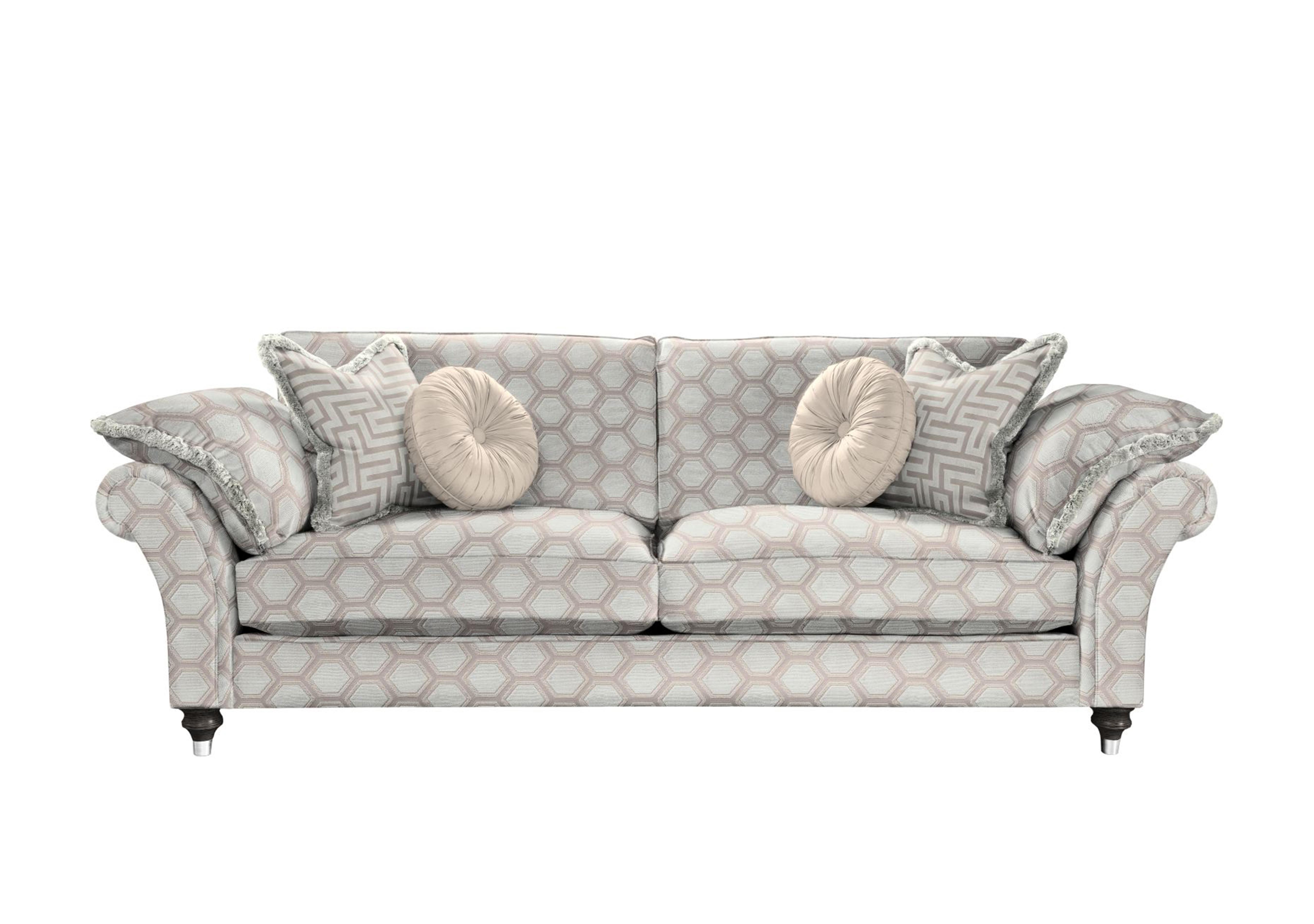 Princeton Ruched Large 3 Seater Sofa in Ophelia Ivory- Ivory Eby/Stl on Furniture Village