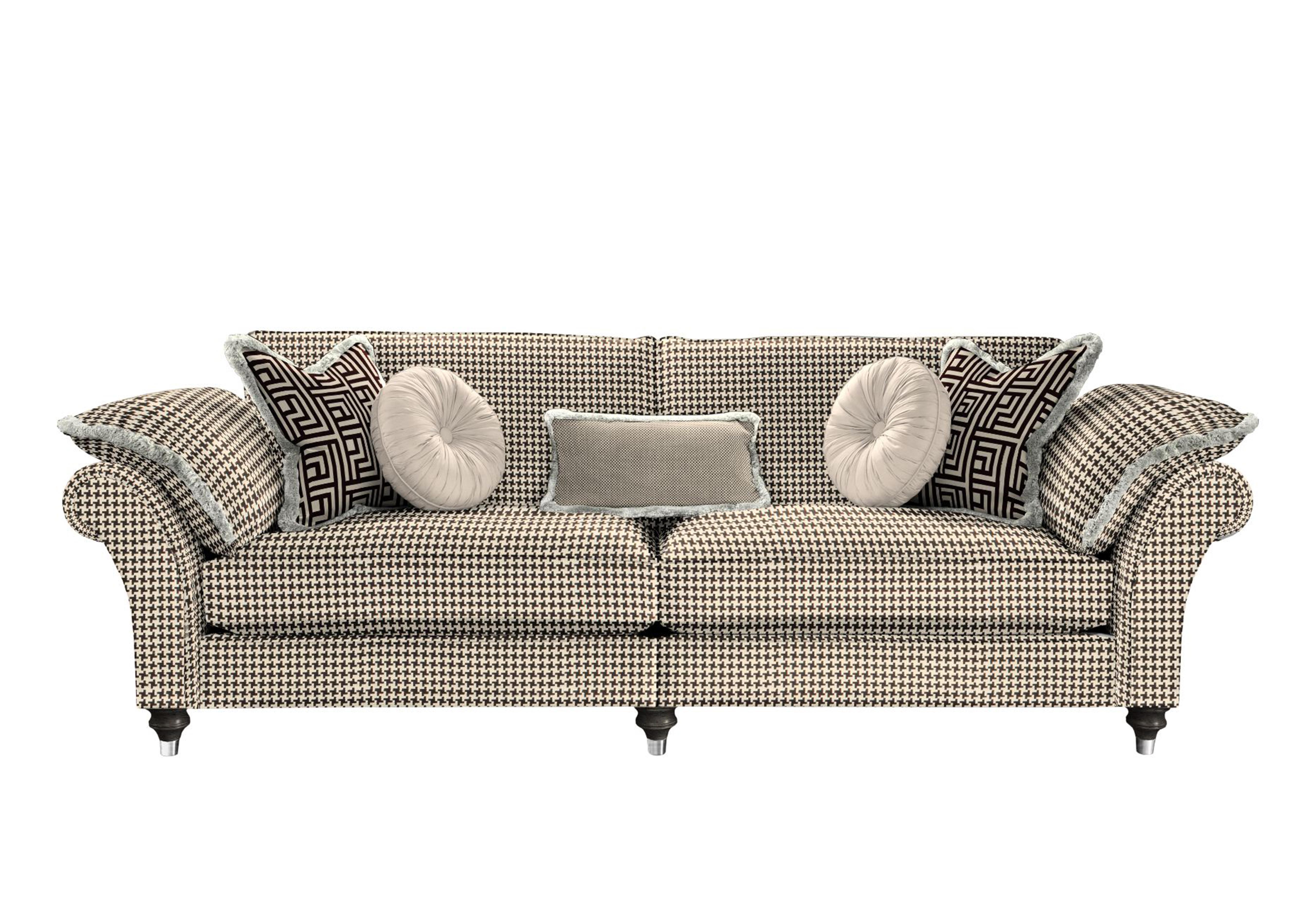 Princeton Ruched Grand 4 Seater Split Frame Sofa in Allure Noir Eby/Stl on Furniture Village