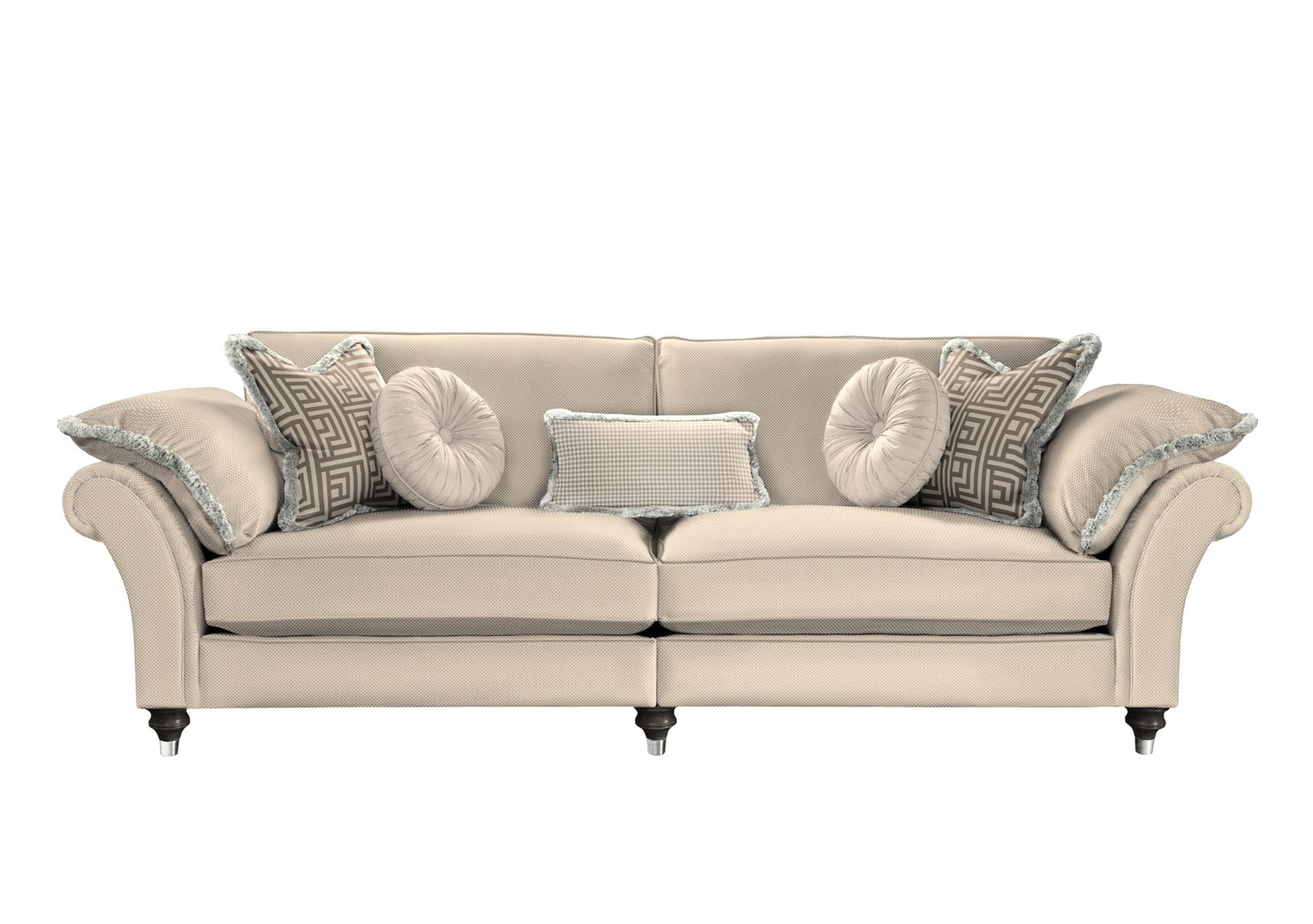 Princeton Ruched Grand 4 Seater Split Frame Sofa in Cristalle Truffle Eby/Stl on Furniture Village