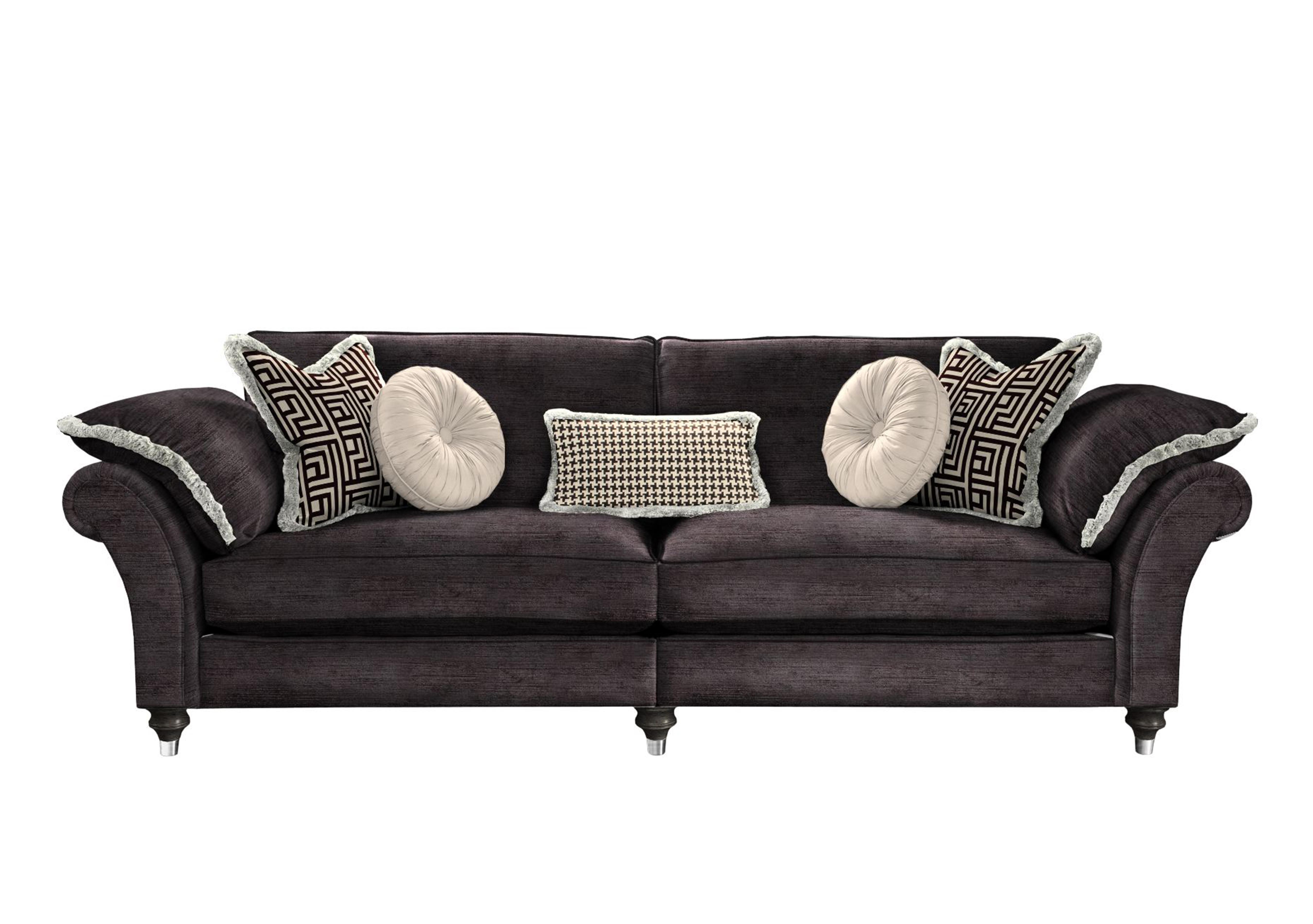 Princeton Ruched Grand 4 Seater Split Frame Sofa in Monarch Black-Noir Eby/Stl on Furniture Village