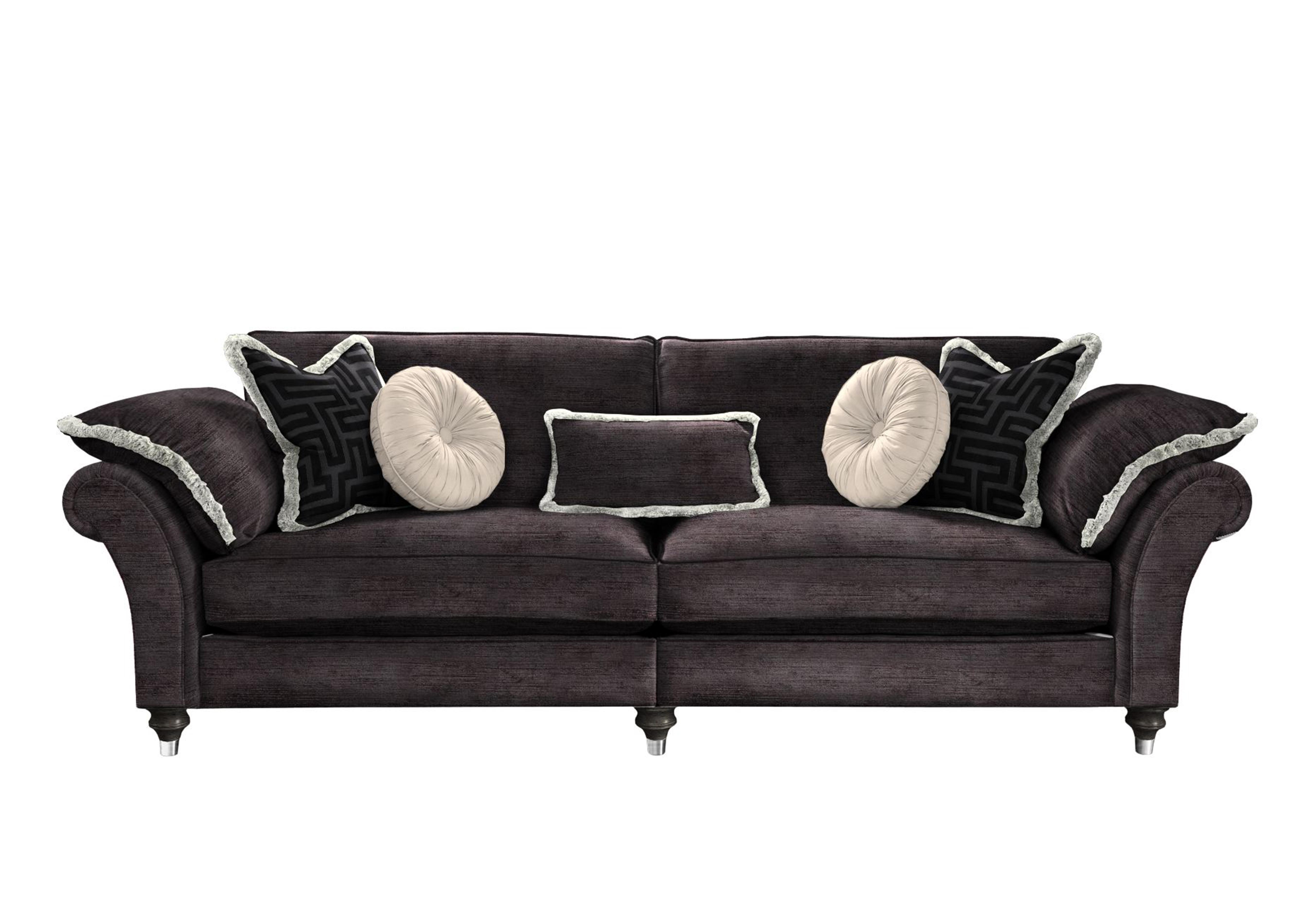 Princeton Ruched Grand 4 Seater Split Frame Sofa in Monarch Black-Onyx Eby/Stl on Furniture Village
