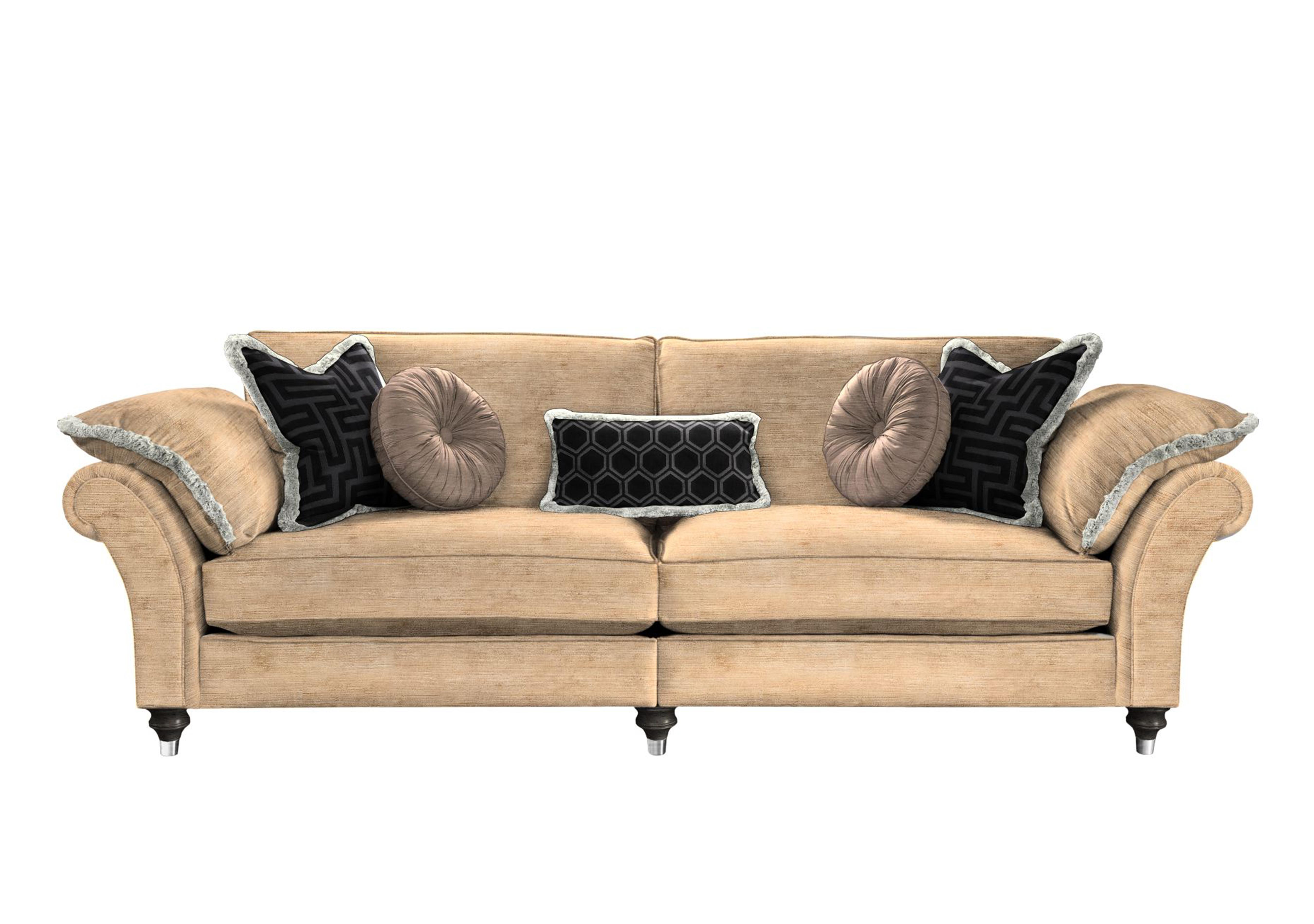 Princeton Ruched Grand 4 Seater Split Frame Sofa in Monarch Gold Eby/Stl on Furniture Village