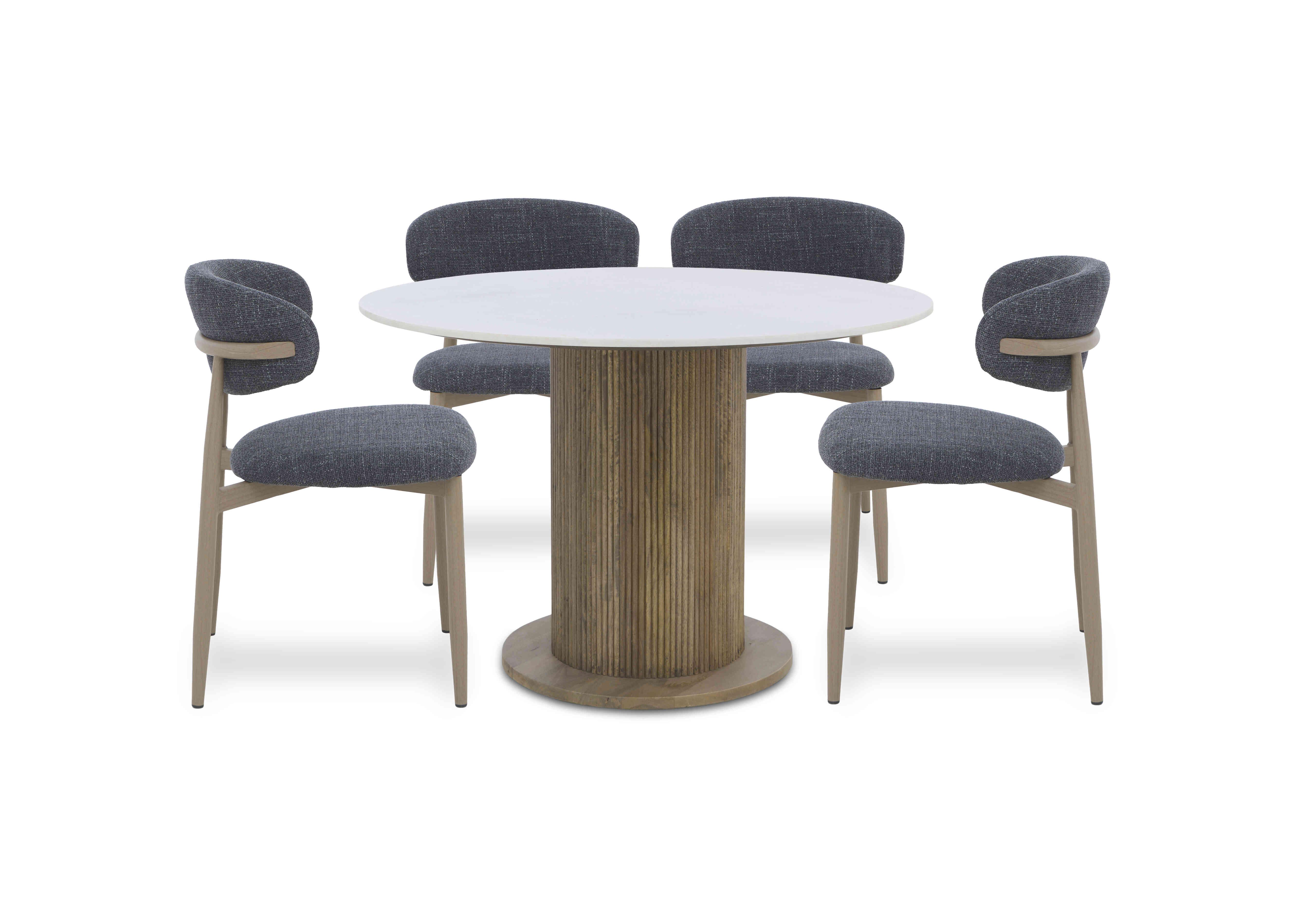 Aimar Round Dining Table and 4 Open Back Dining Chairs in Dark Grey on Furniture Village