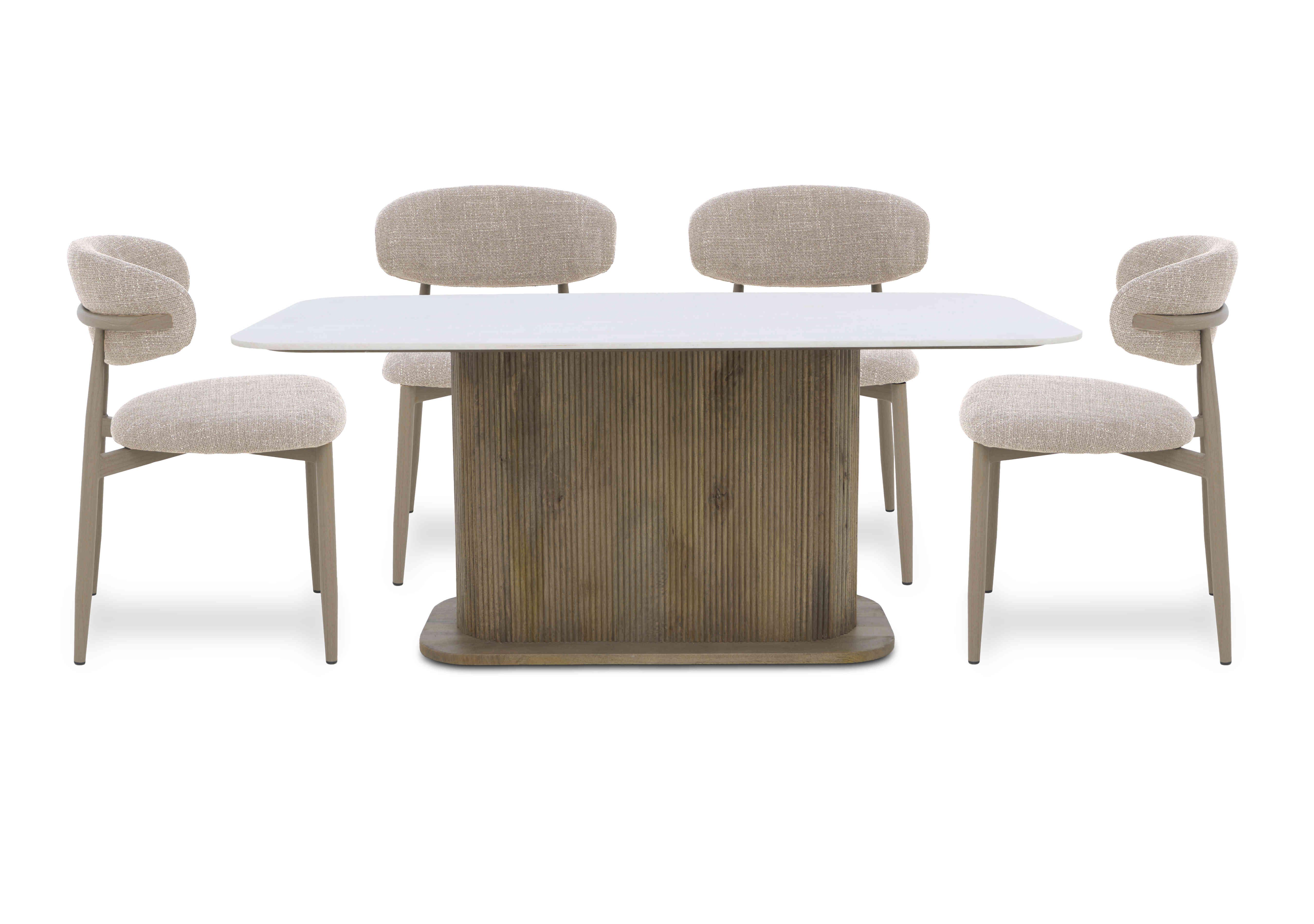 Aimar Rectangular Dining Table and 4 Open Back Dining Chairs in Oatmeal on Furniture Village