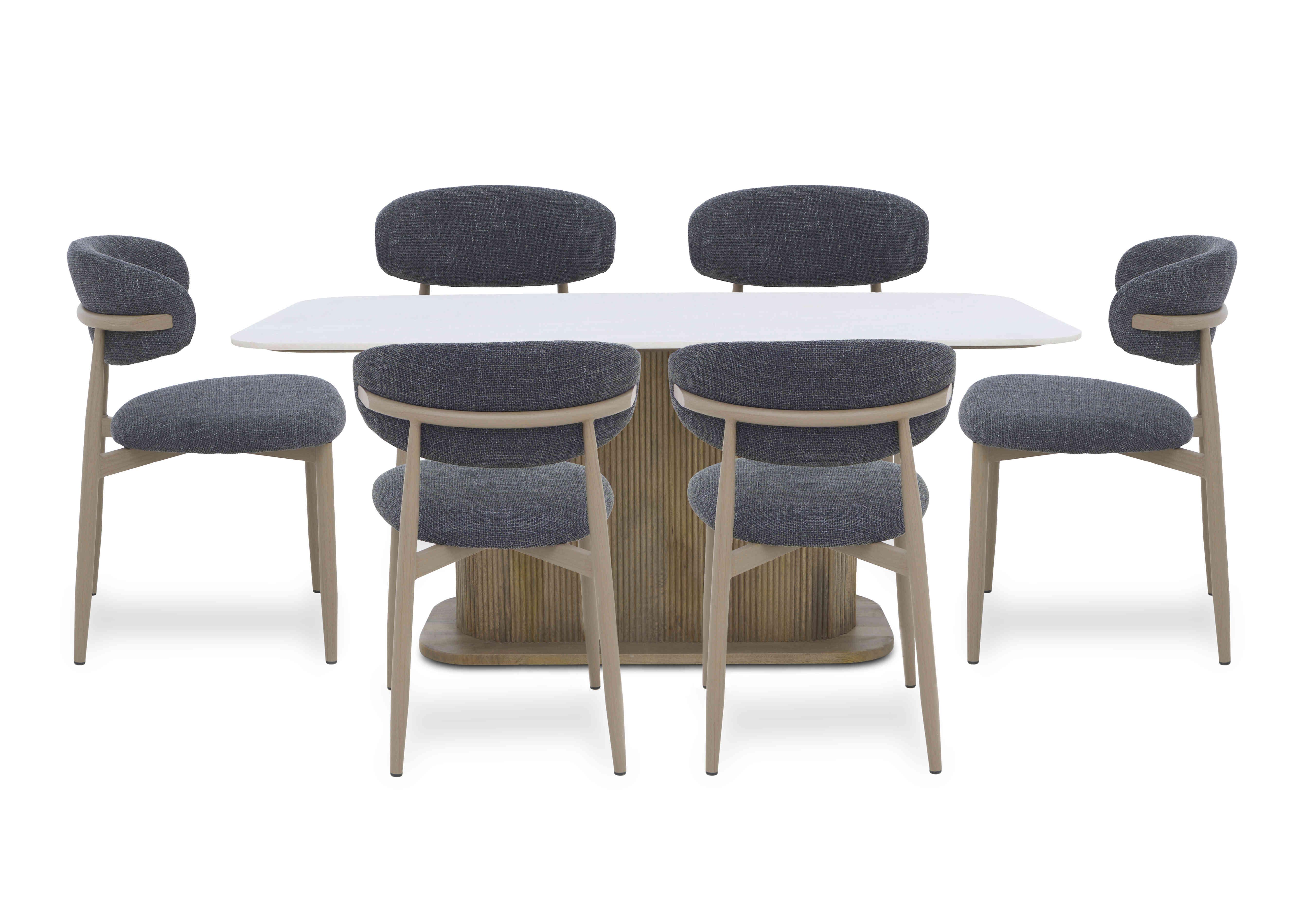 Aimar Rectangular Dining Table and 6 Open Back Dining Chairs in Dark Grey on Furniture Village