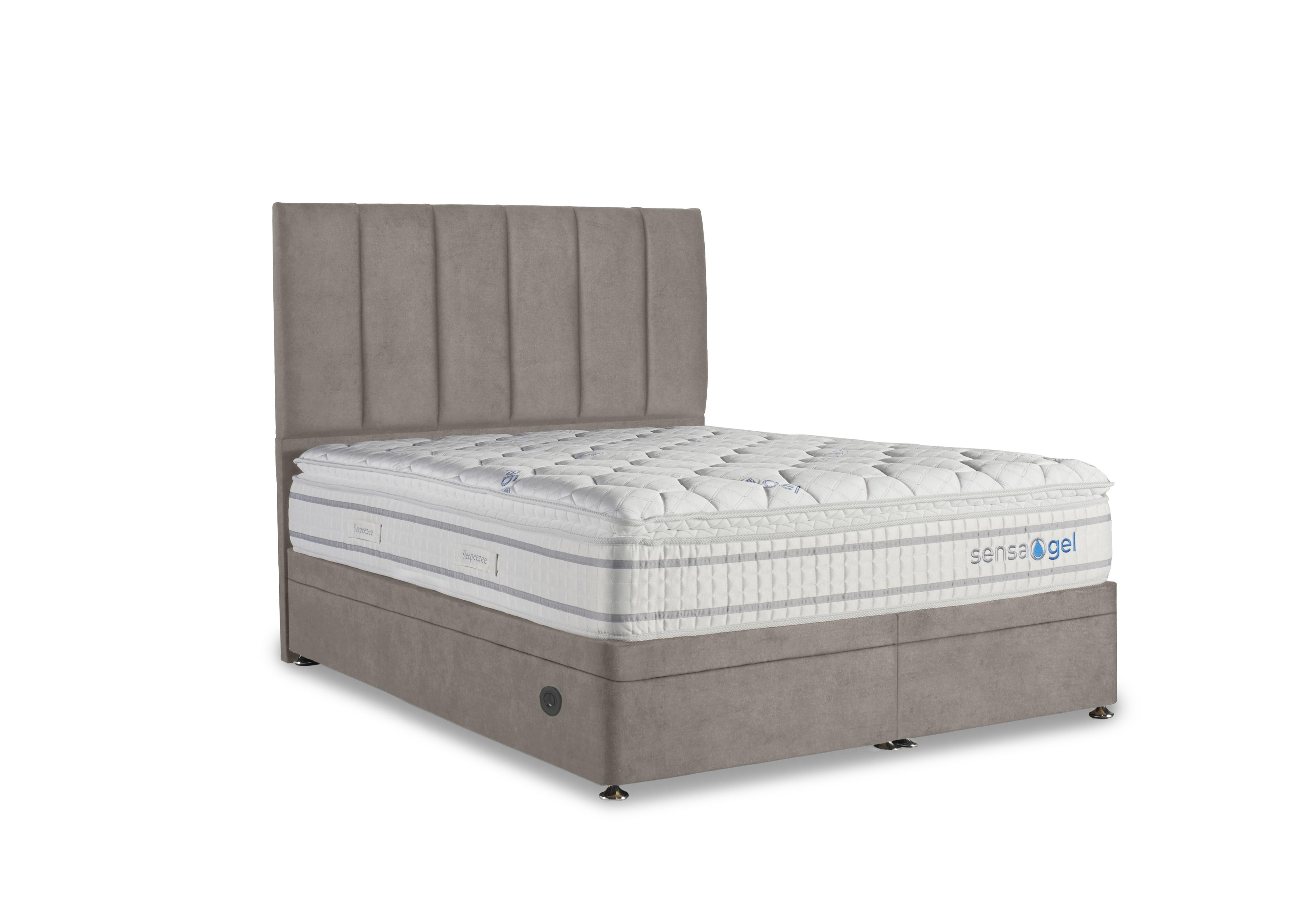 SensaGel 4000 Electric End Ottoman Divan Set in Plush Light Grey on Furniture Village
