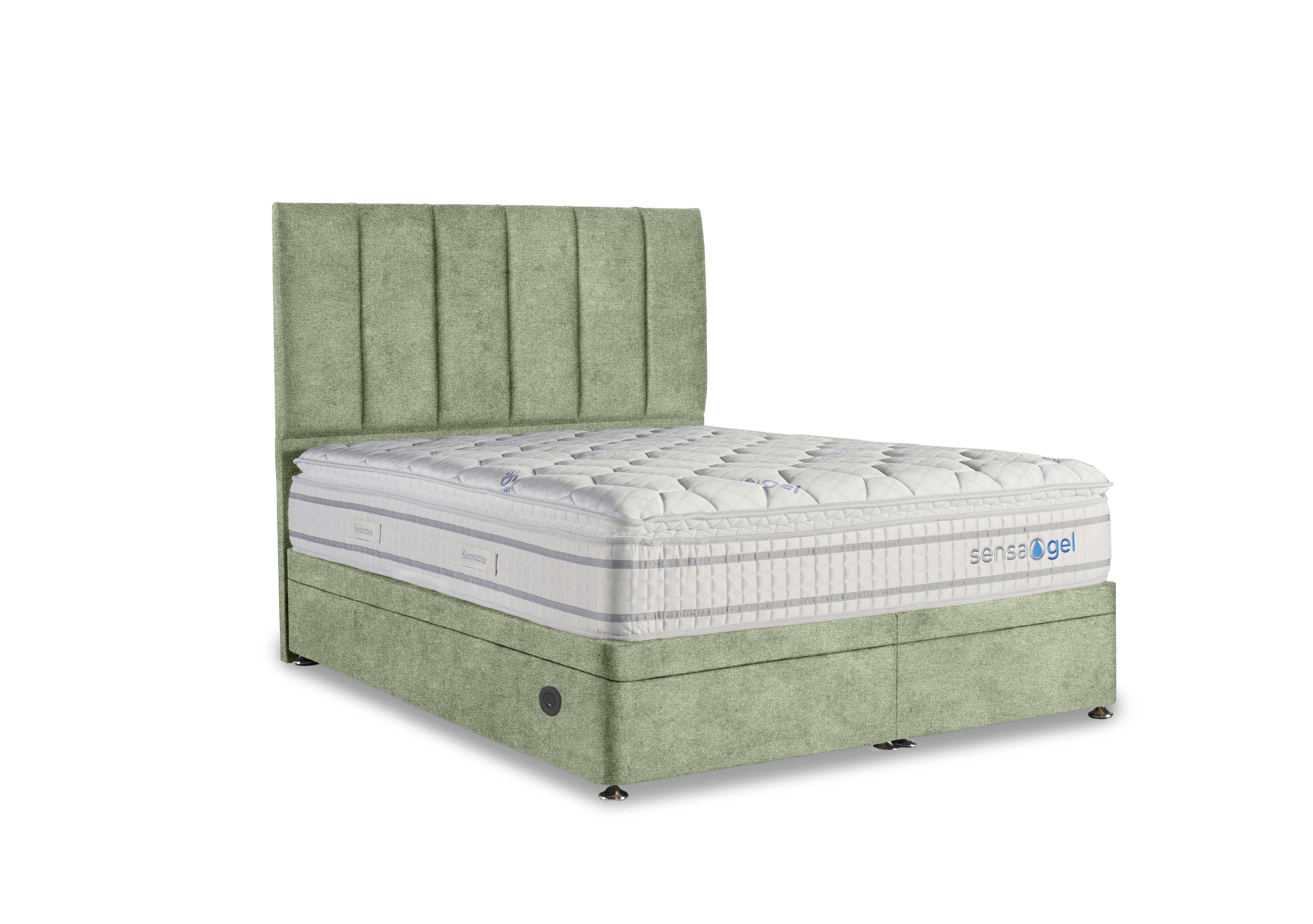 SensaGel 4000 Electric End Ottoman Divan Set in Queens Light Green on Furniture Village