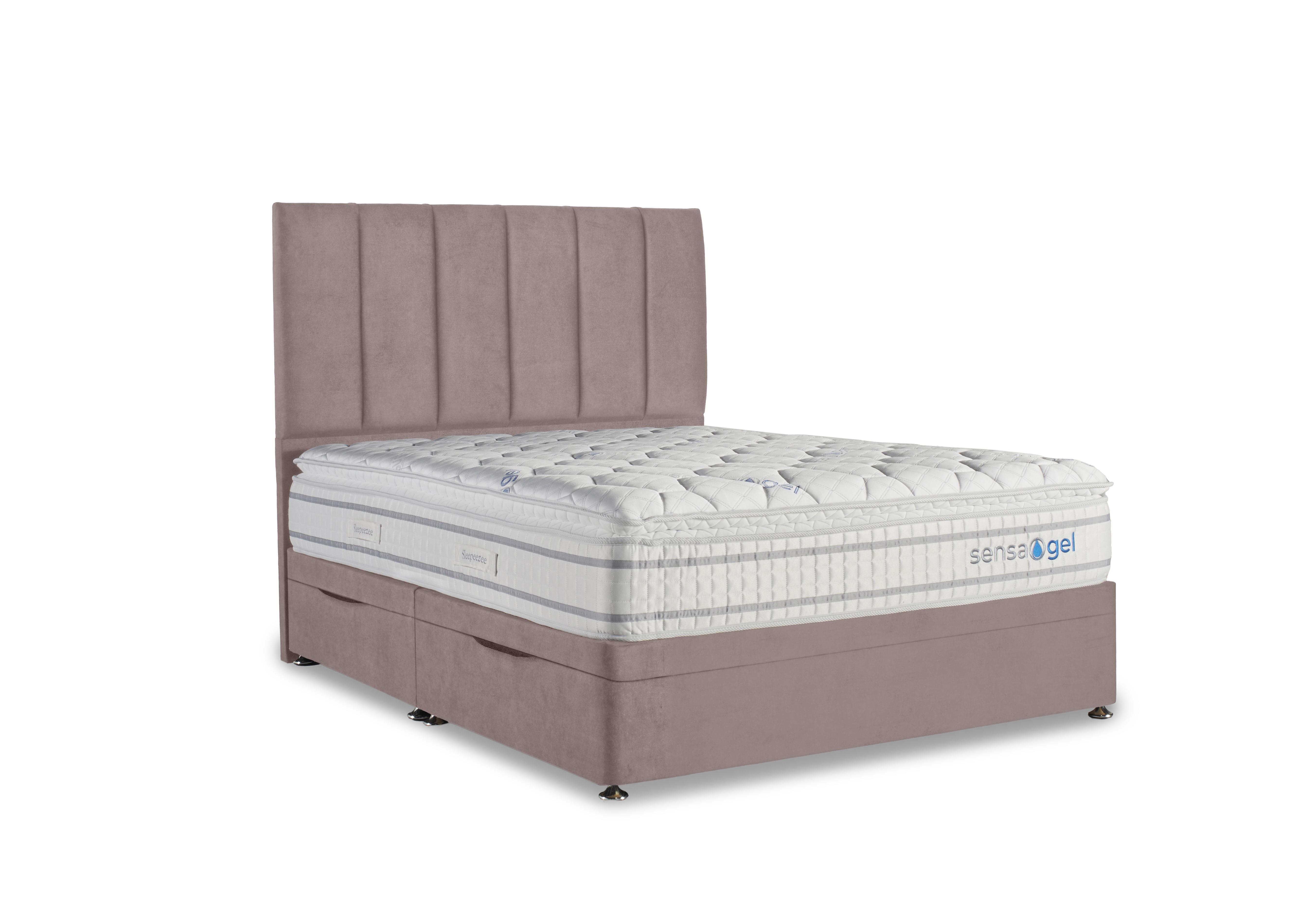 SensaGel 4000 Manual Side Ottoman Divan Set in Plush Light Pink on Furniture Village