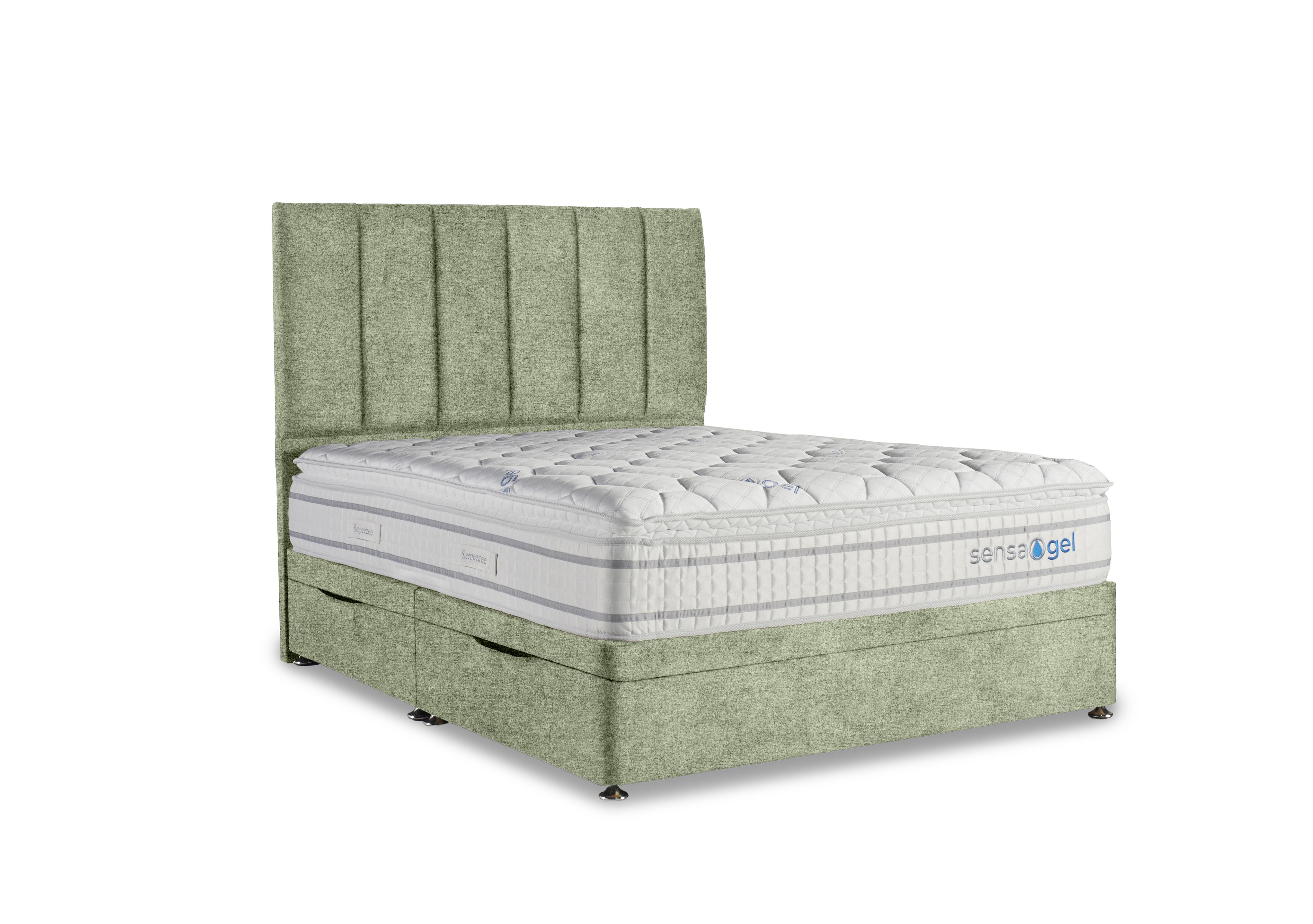 SensaGel 4000 Manual Side Ottoman Divan Set in Queens Light Green on Furniture Village