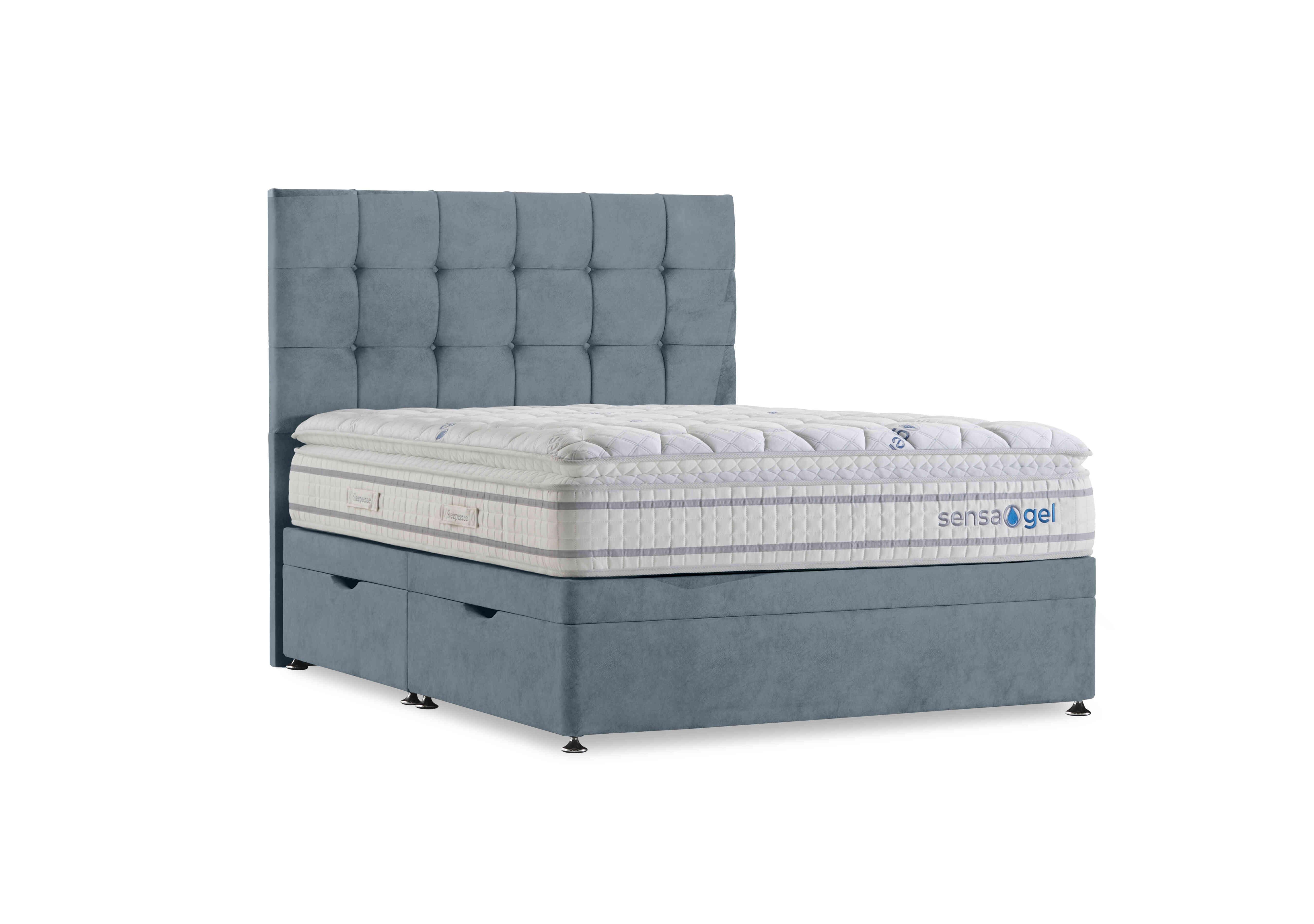 SensaGel 6000 Manual Side Ottoman Divan Set in Plush Light Blue on Furniture Village