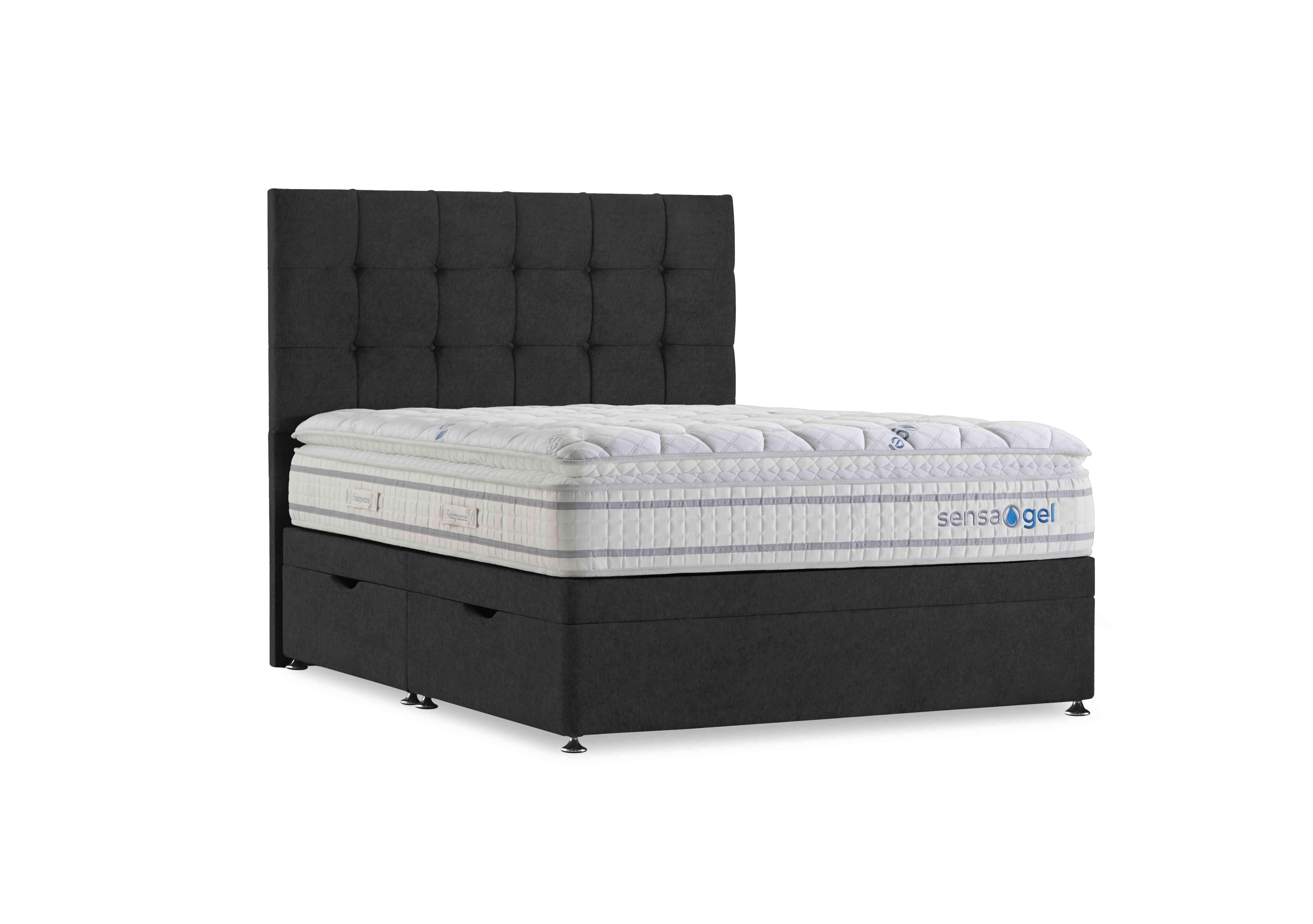 SensaGel 6000 Manual Side Ottoman Divan Set in Tweed Charcoal on Furniture Village