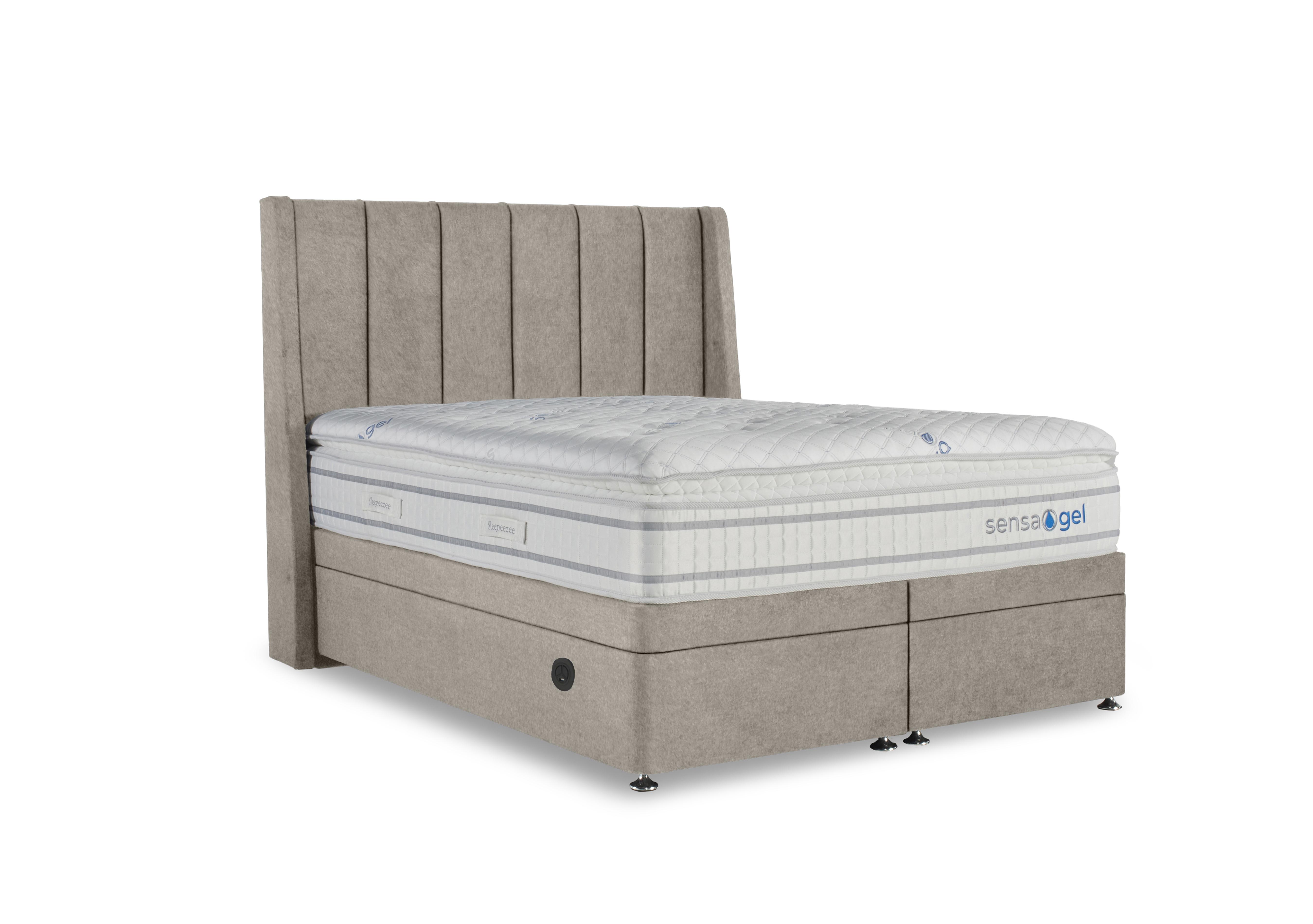 SensaGel 9000 Electric End Ottoman Divan Set in Joshua Latte on Furniture Village