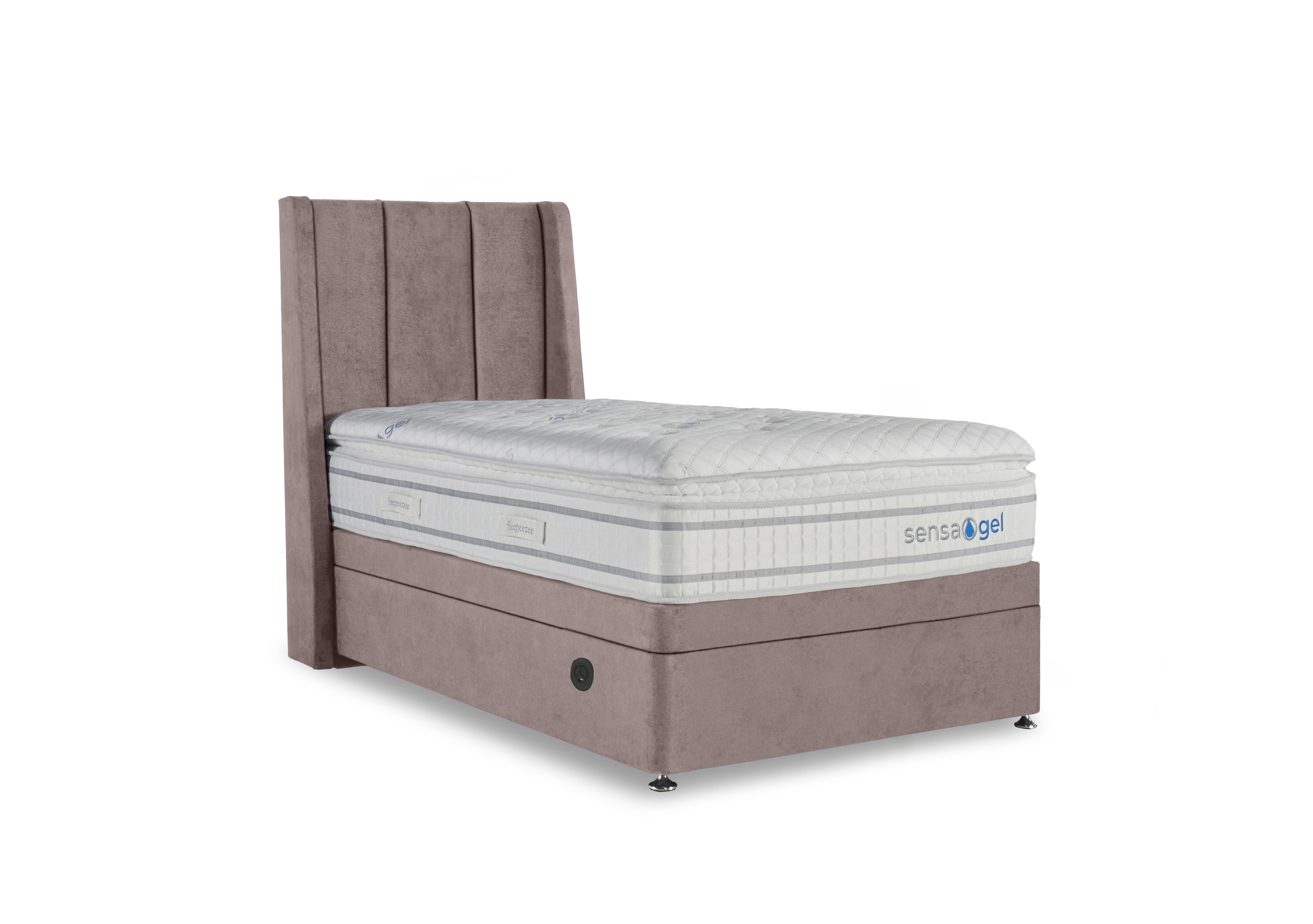 SensaGel 9000 Electric End Ottoman Divan Set in Plush Light Pink on Furniture Village