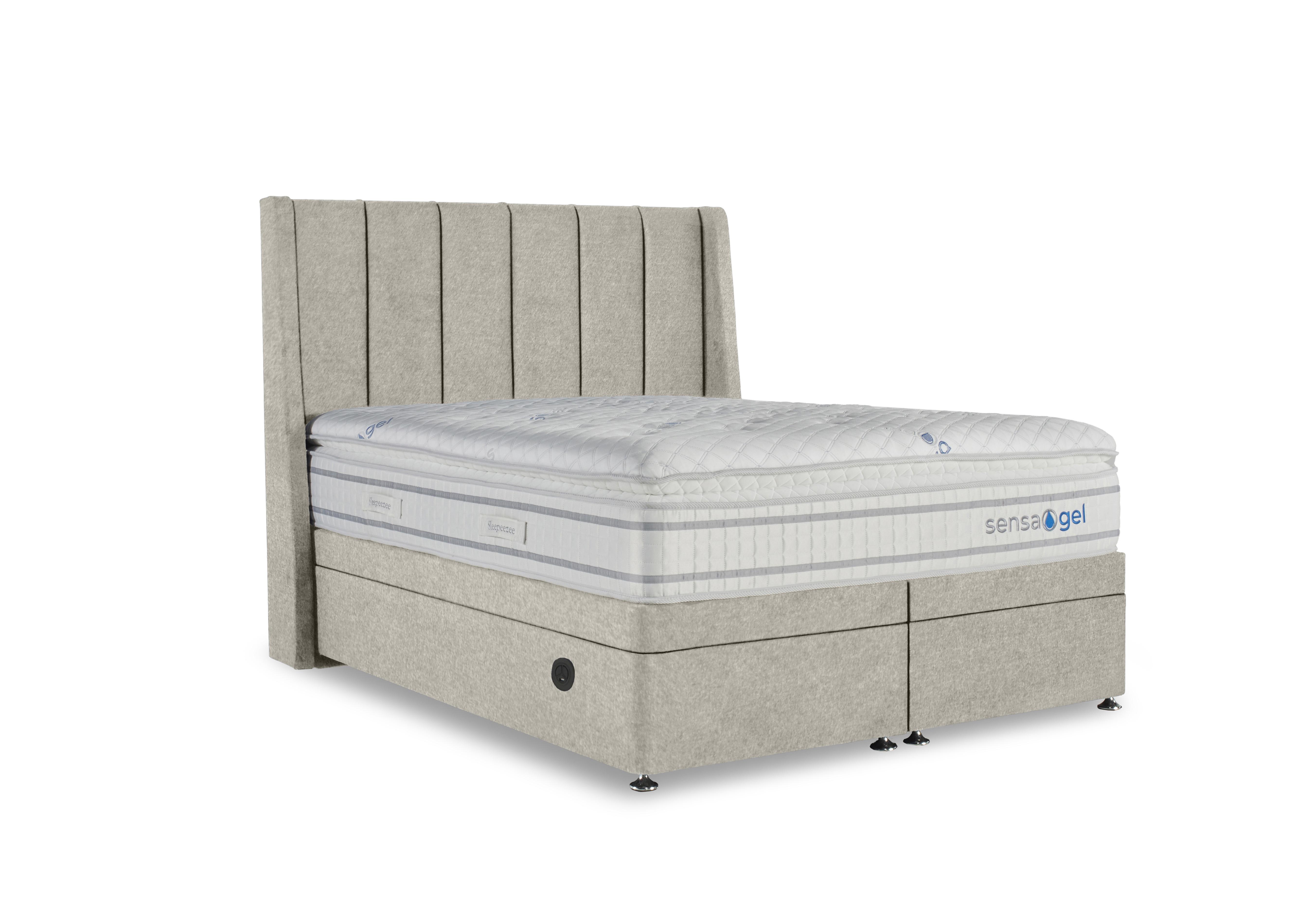 SensaGel 9000 Electric End Ottoman Divan Set in Tweed Cream on Furniture Village