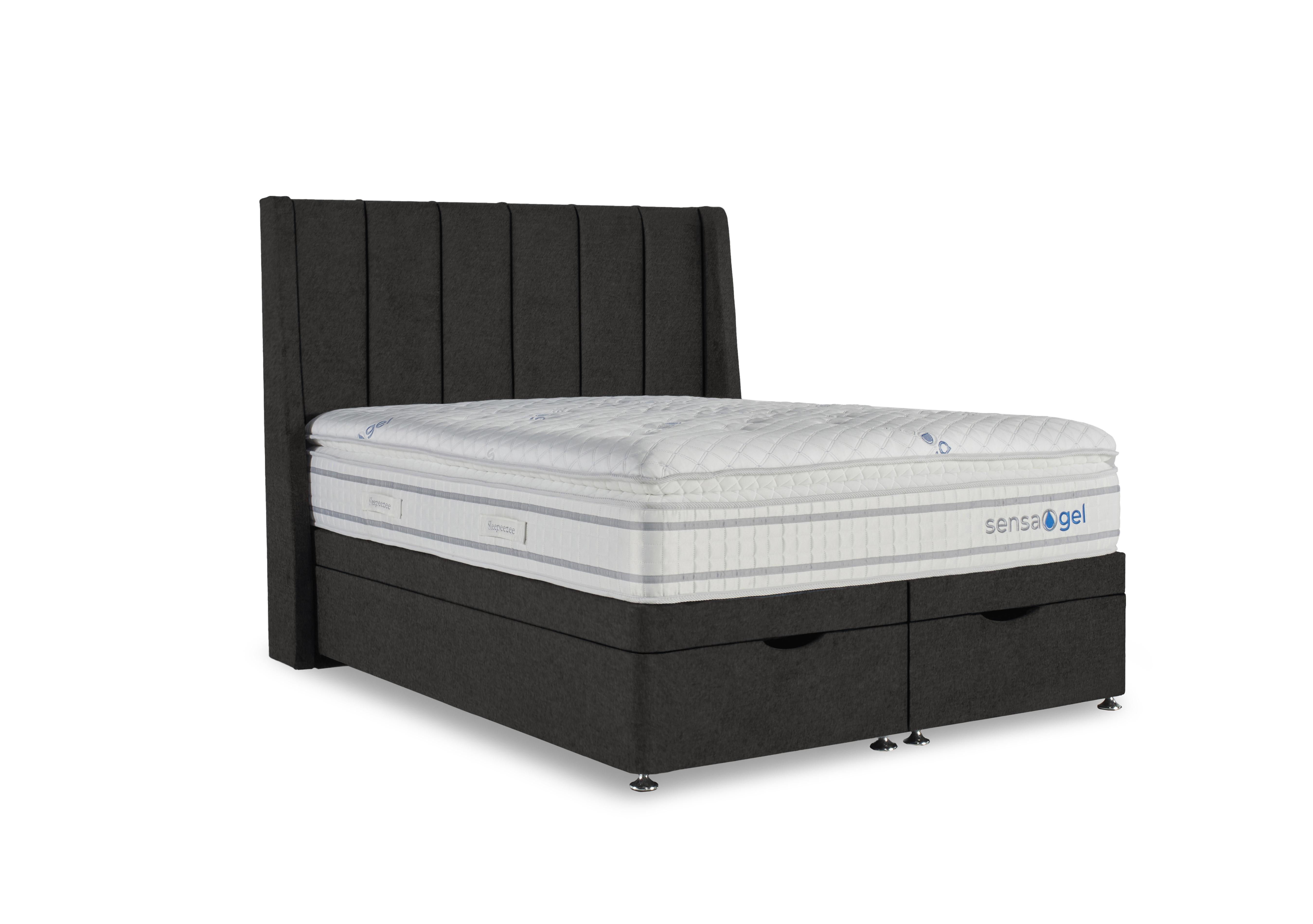 SensaGel 9000 Manual End Ottoman Divan Set in Tweed Charcoal on Furniture Village