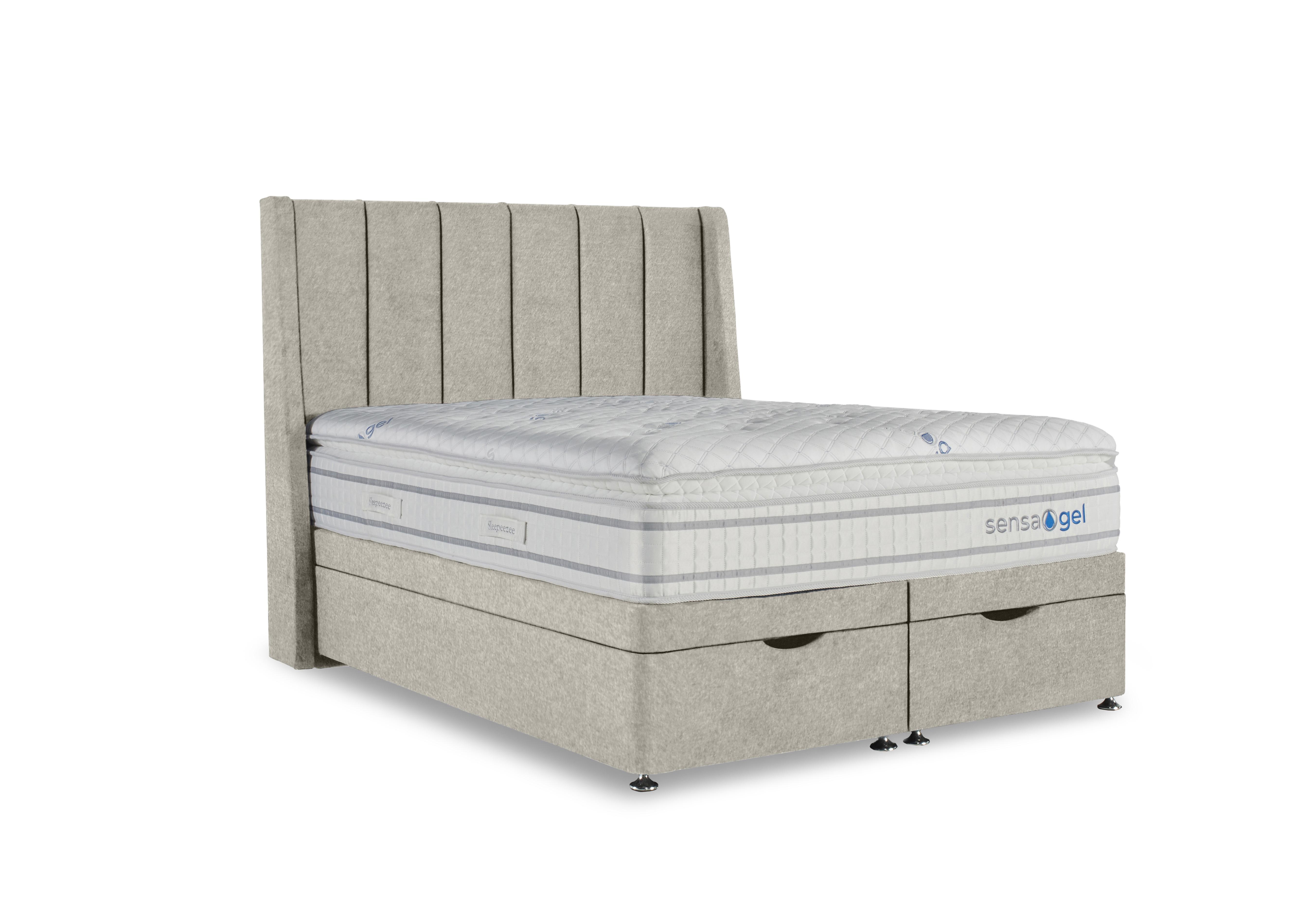 SensaGel 9000 Manual End Ottoman Divan Set in Tweed Cream on Furniture Village