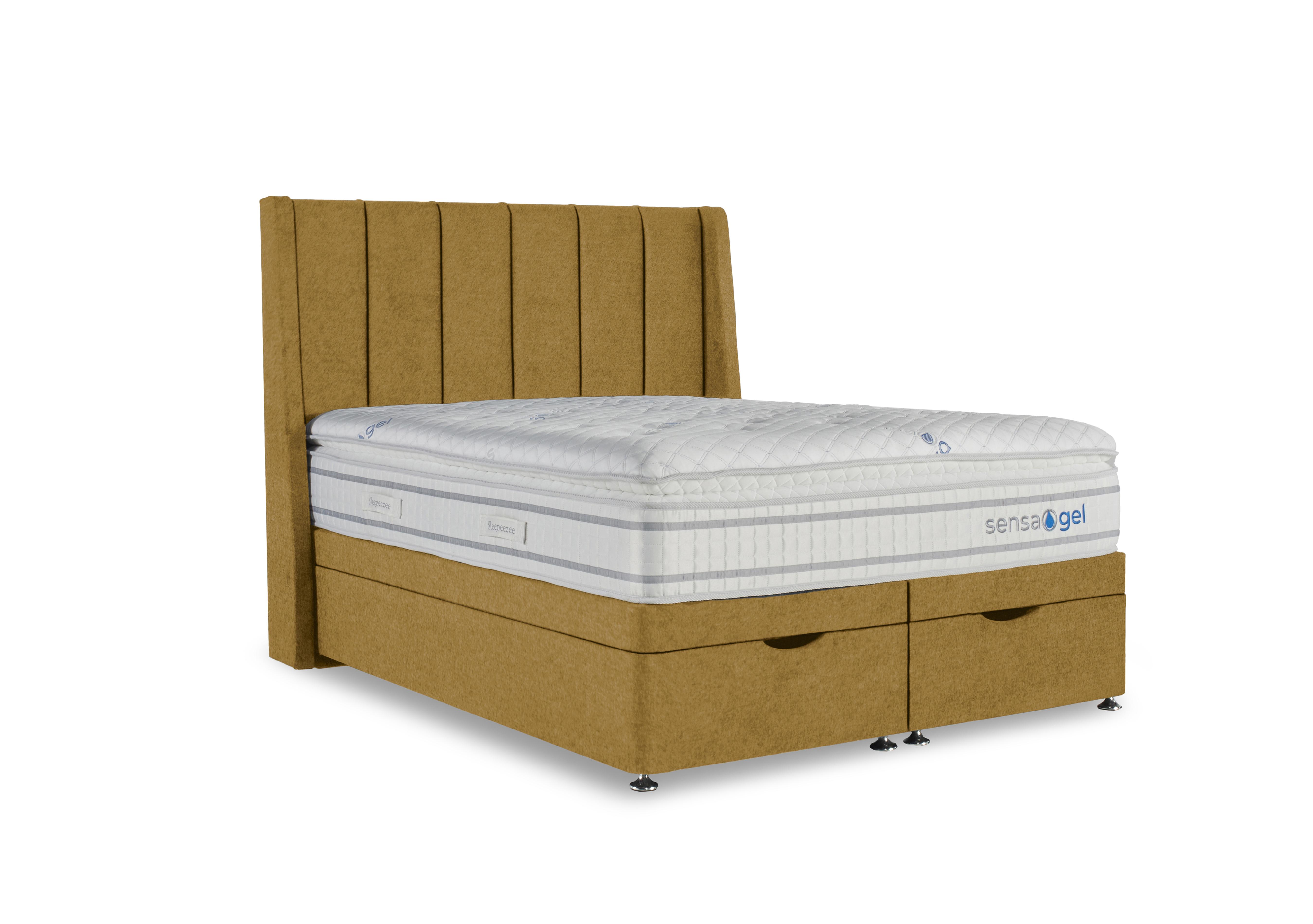 SensaGel 9000 Manual End Ottoman Divan Set in Tweed Mustard on Furniture Village