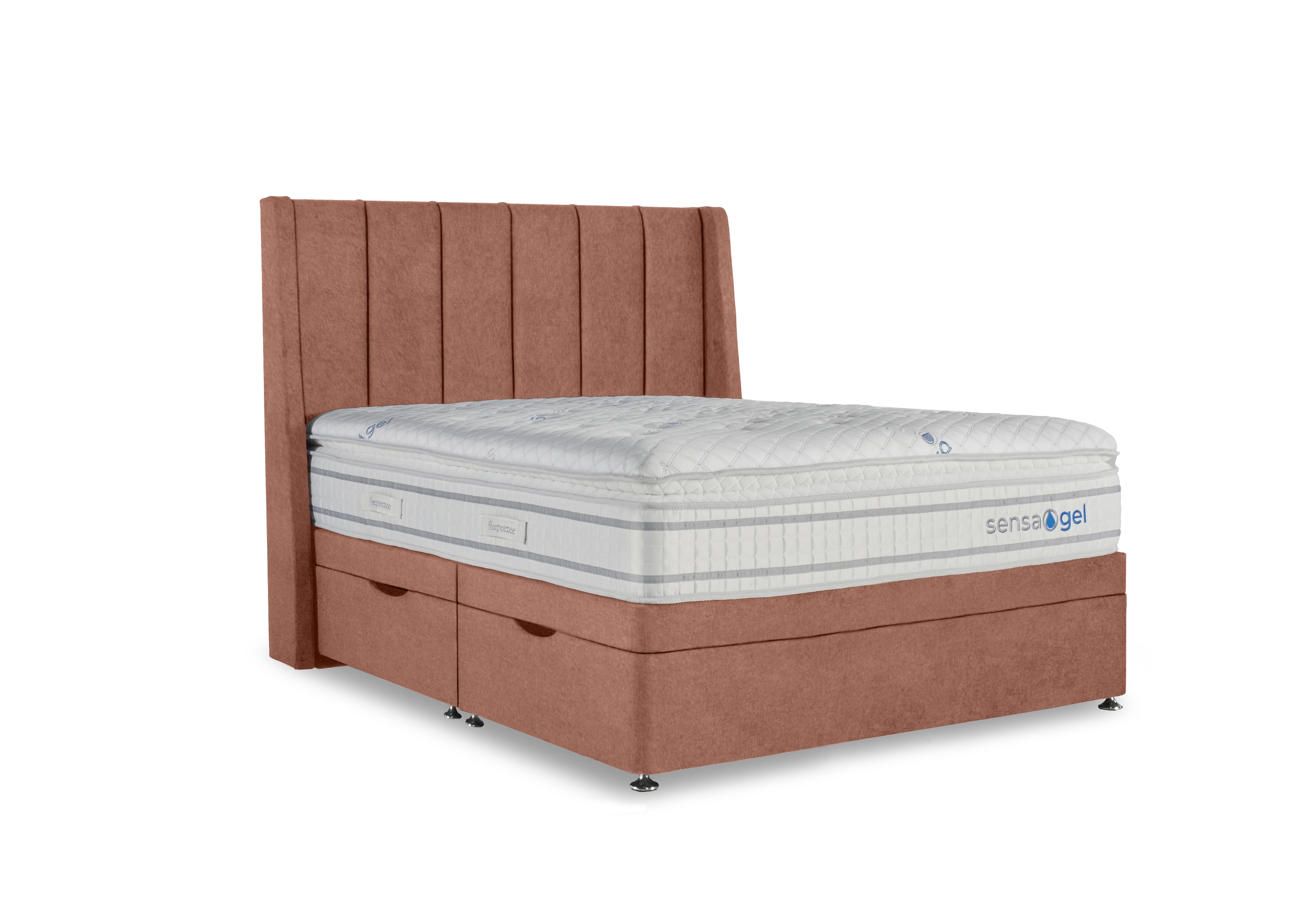 SensaGel 9000 Manual Side Ottoman Divan Set in Joshua Burnt Orange on Furniture Village