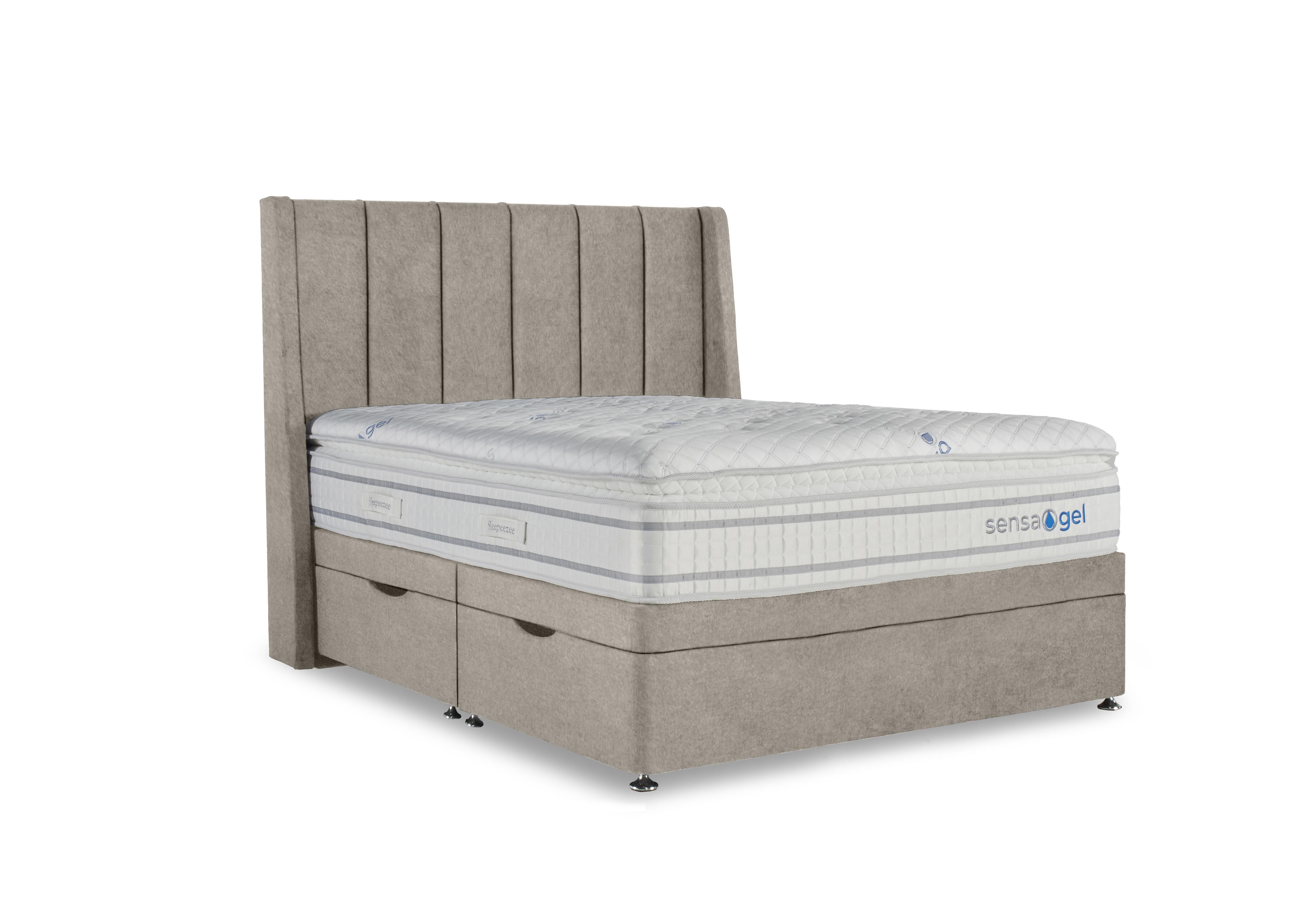 SensaGel 9000 Manual Side Ottoman Divan Set in Joshua Latte on Furniture Village