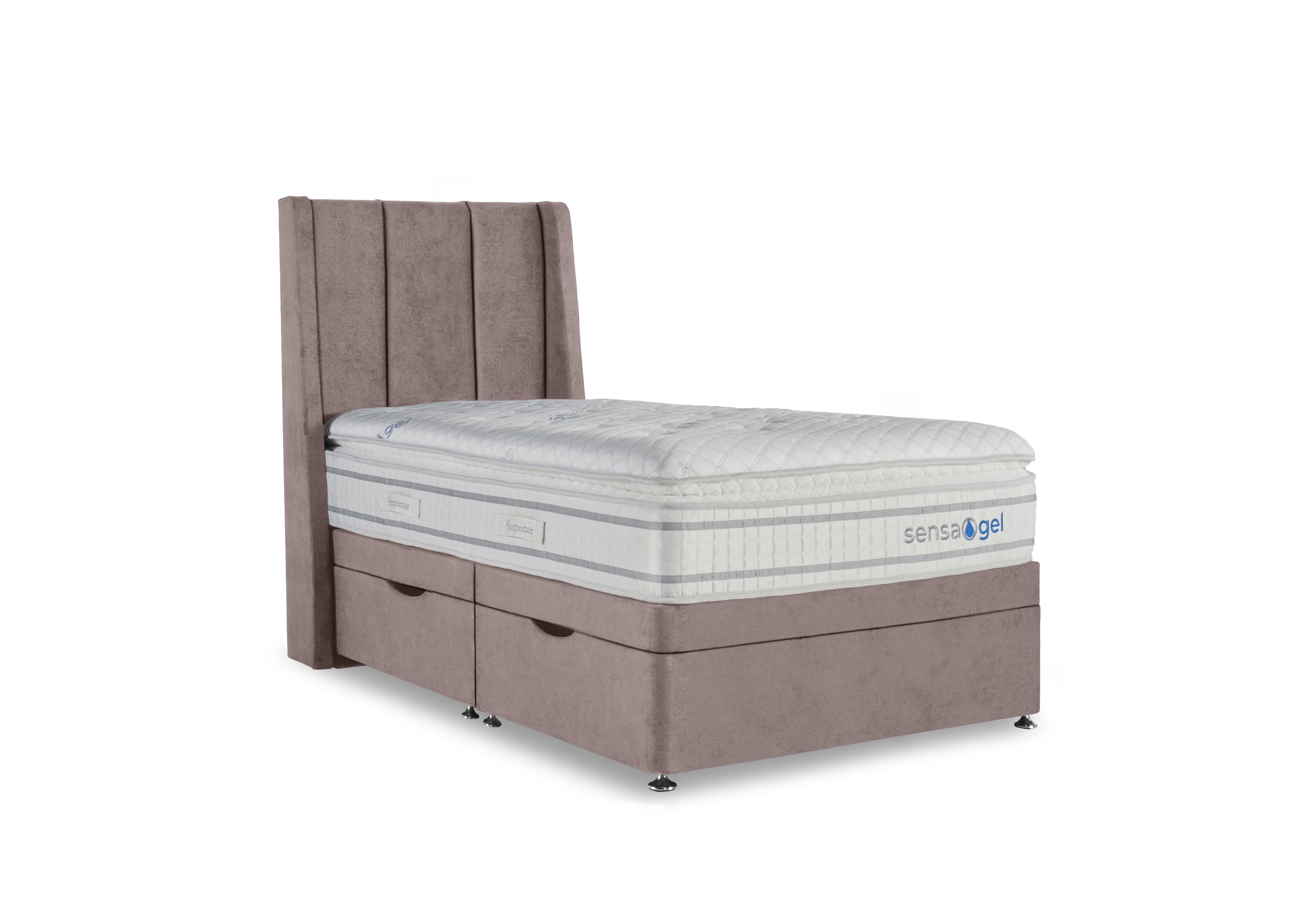 SensaGel 9000 Manual Side Ottoman Divan Set in Plush Light Pink on Furniture Village