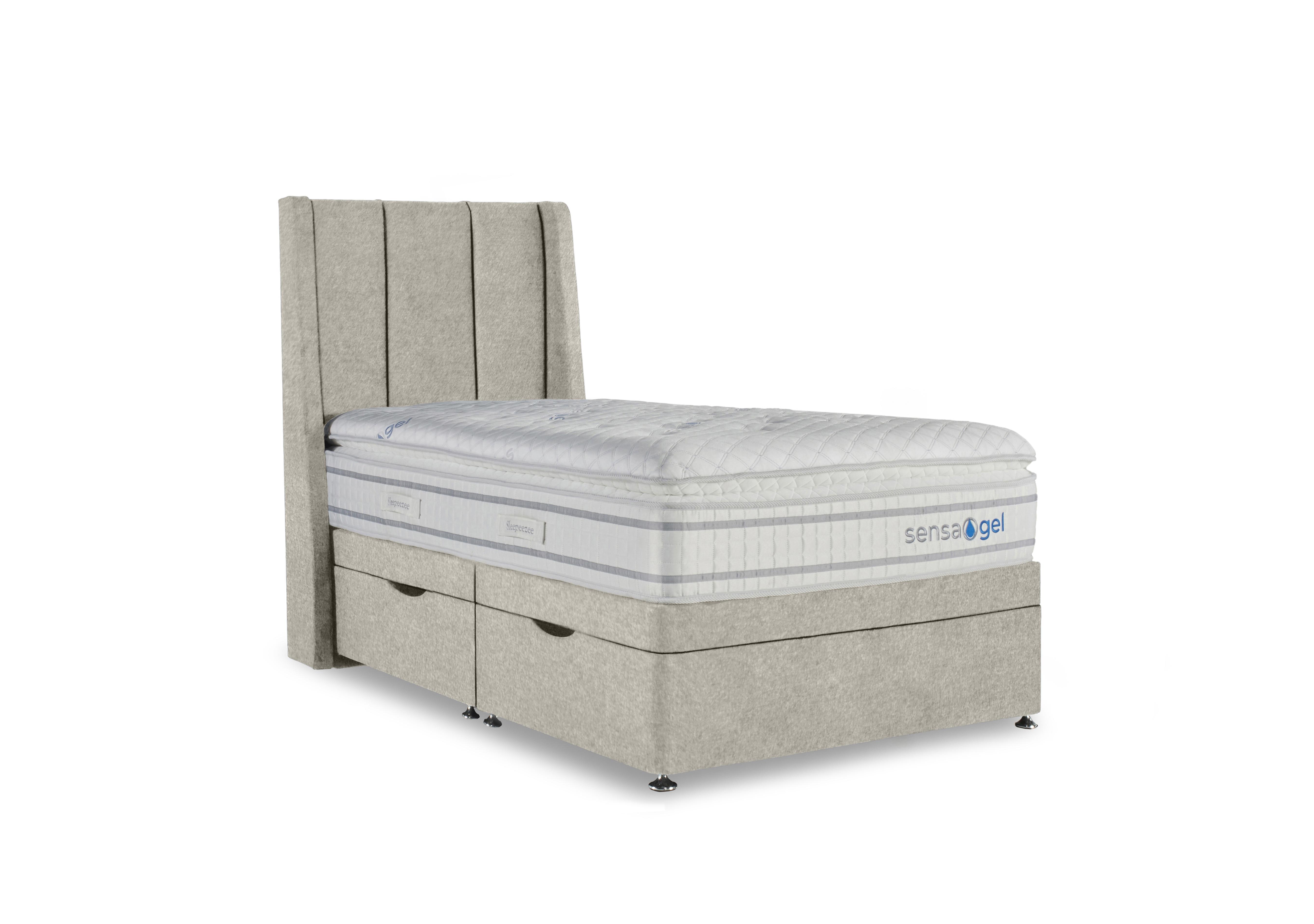 SensaGel 9000 Manual Side Ottoman Divan Set in Tweed Cream on Furniture Village