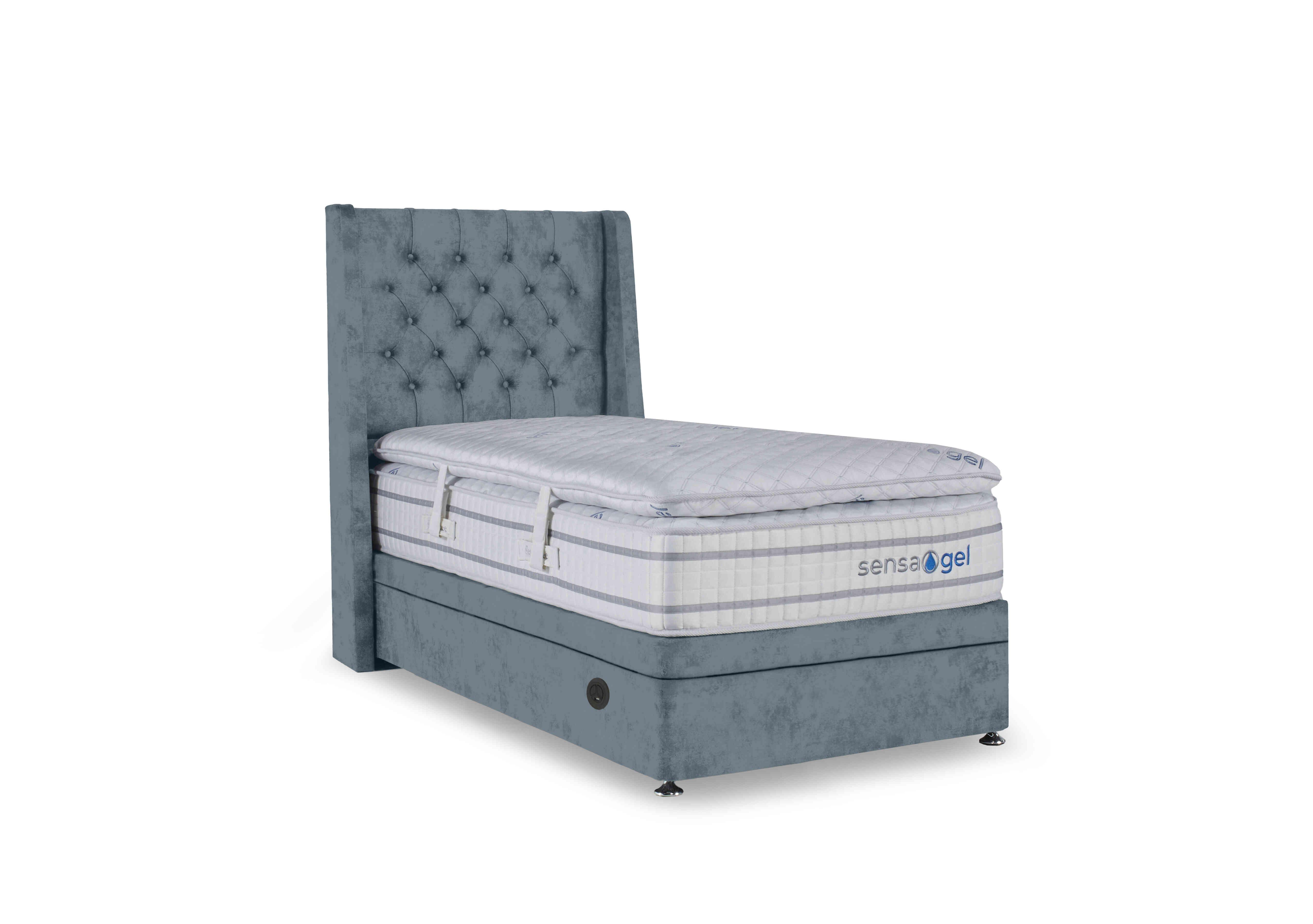 SensaGel 12000 Electric End Ottoman Divan Set in Plush Light Blue on Furniture Village
