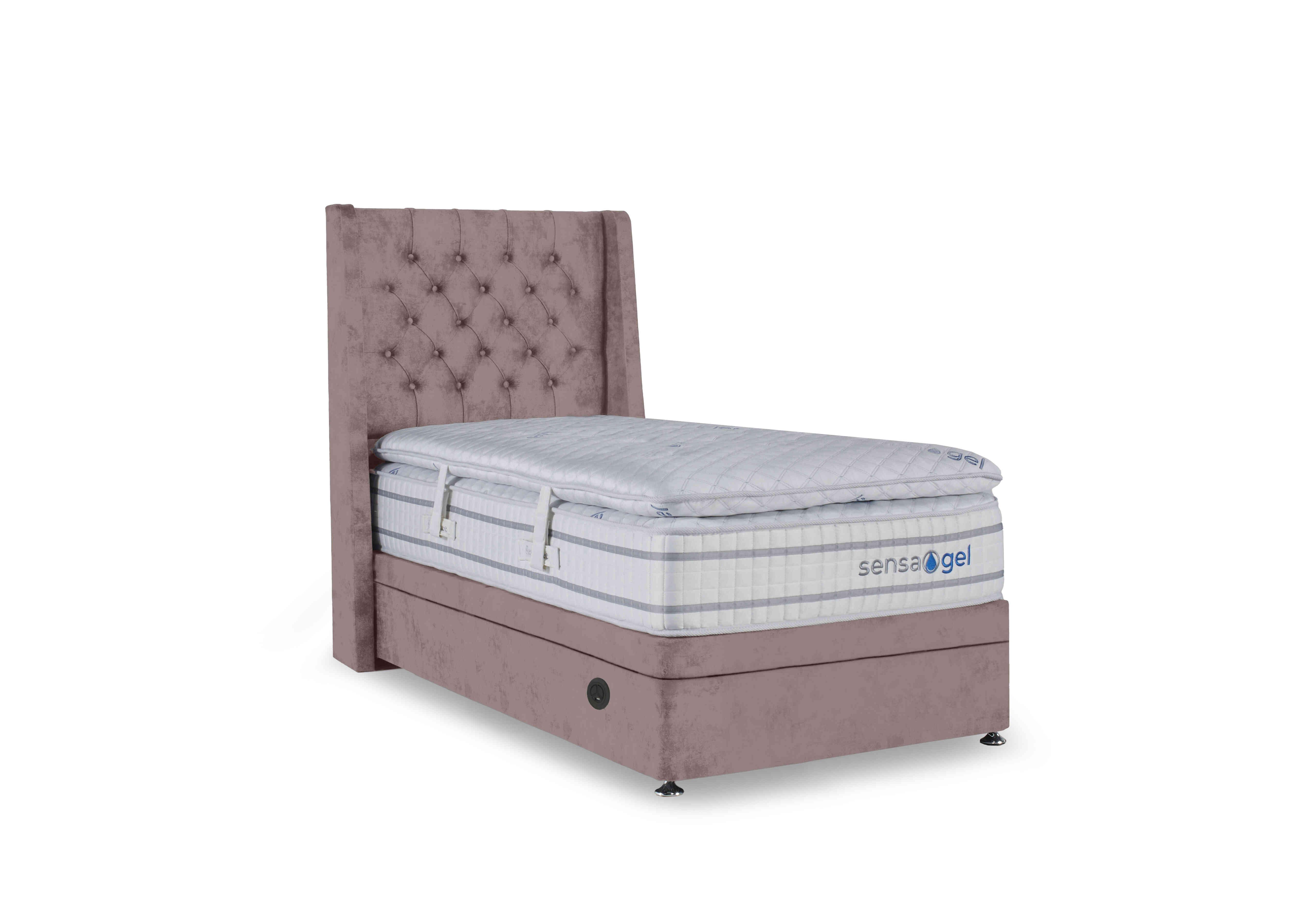 SensaGel 12000 Electric End Ottoman Divan Set in Plush Light Pink on Furniture Village