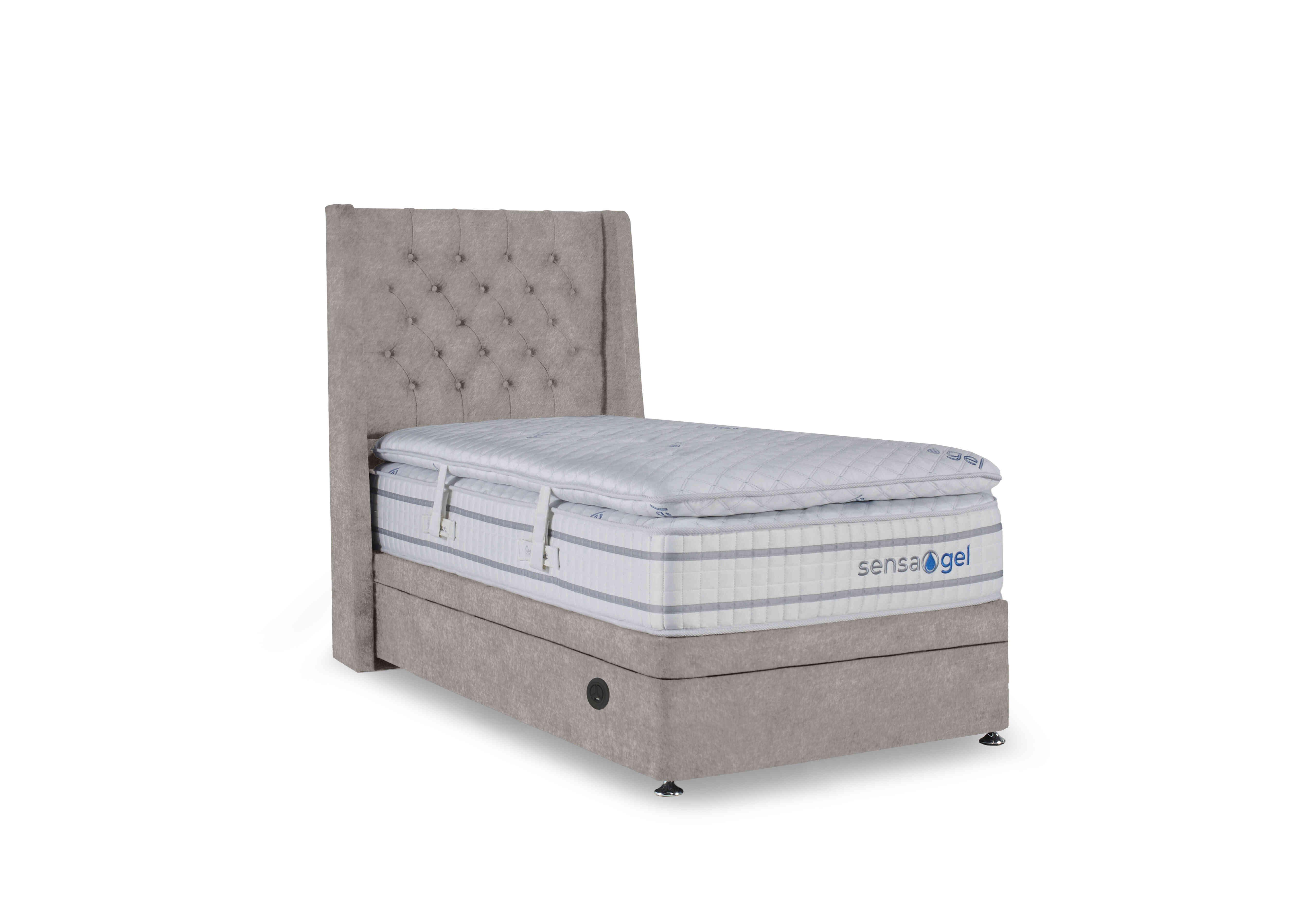 SensaGel 12000 Electric End Ottoman Divan Set in Tweed Biscuit on Furniture Village