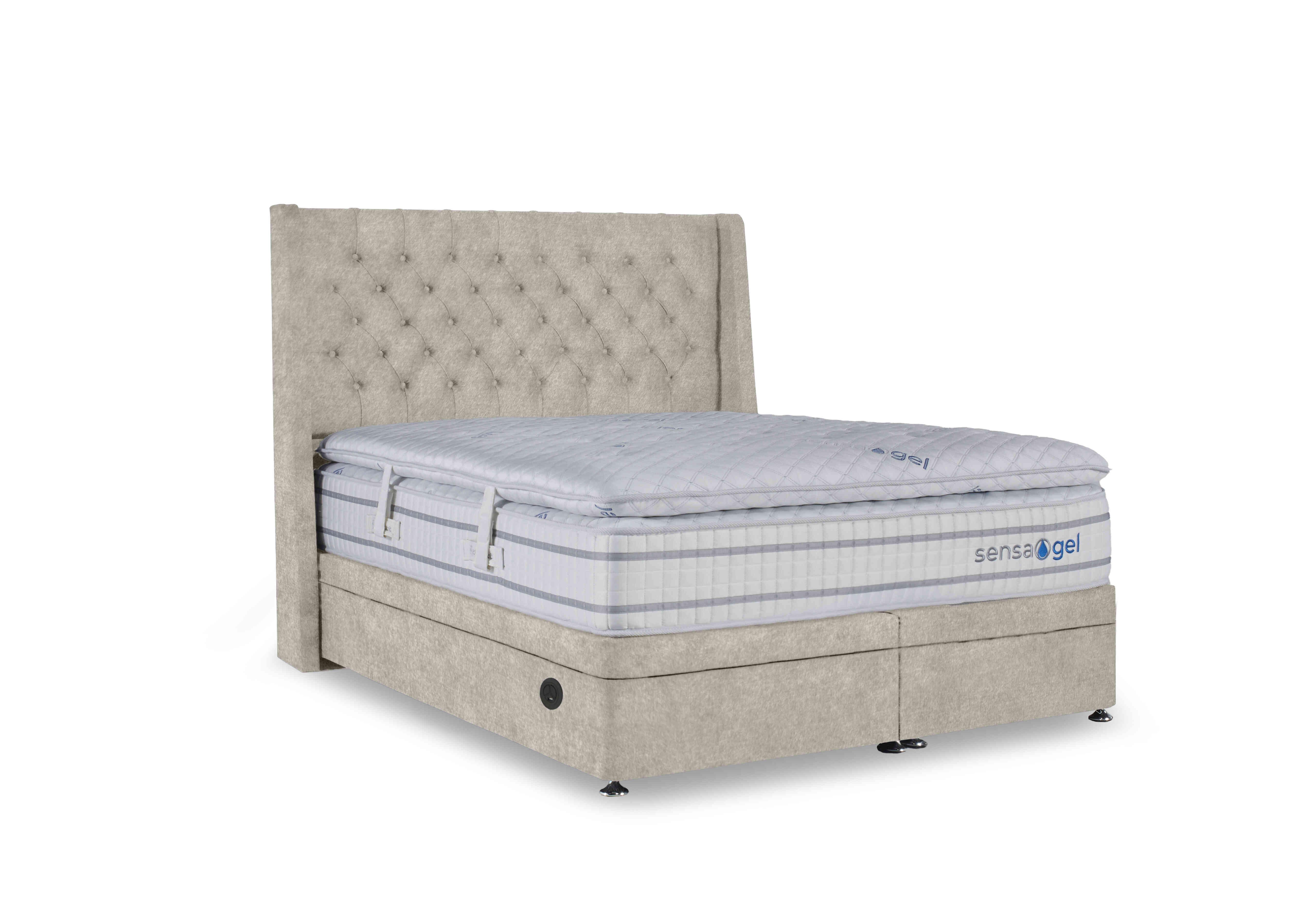 SensaGel 12000 Electric End Ottoman Divan Set in Tweed Cream on Furniture Village