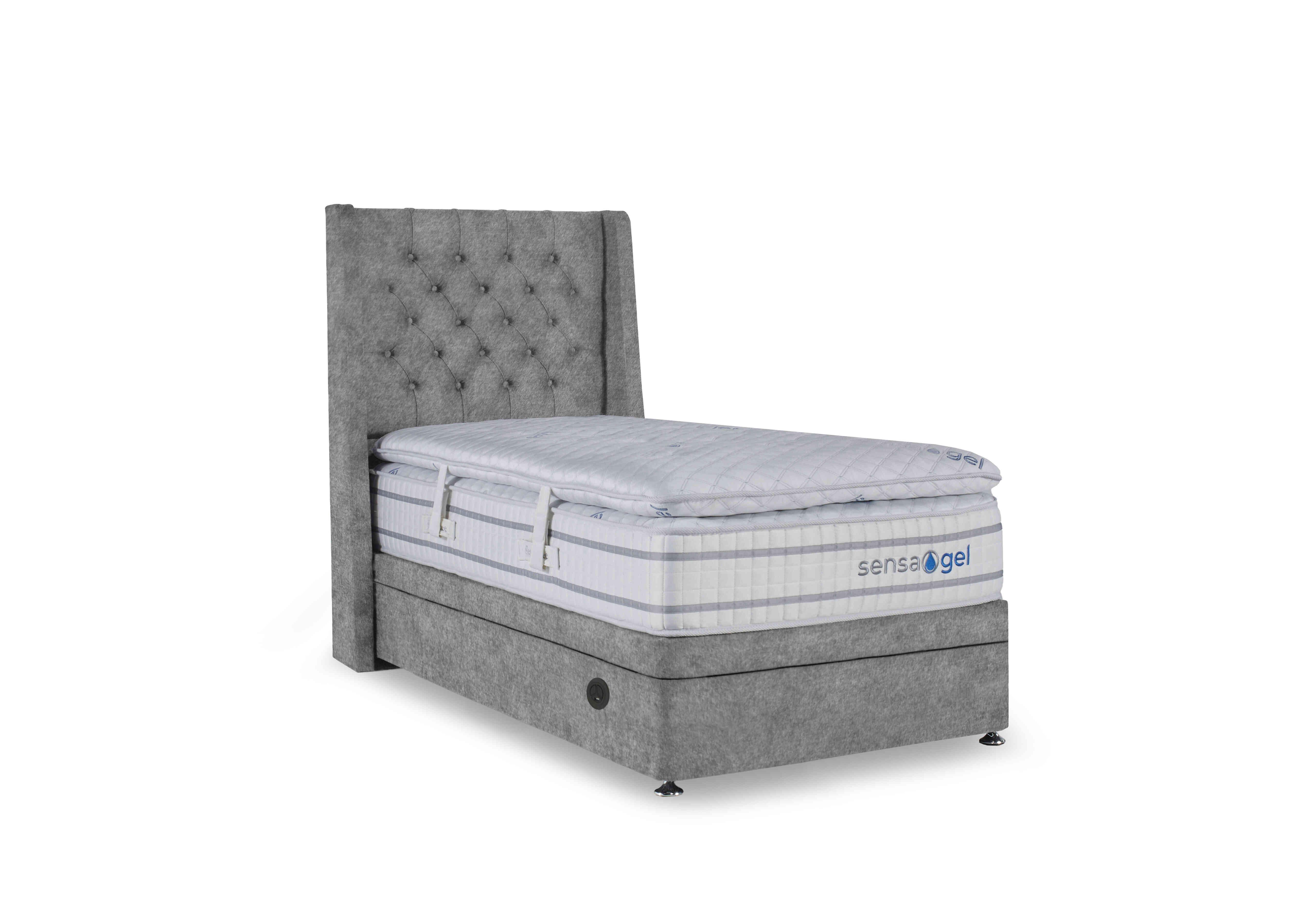 SensaGel 12000 Electric End Ottoman Divan Set in Tweed Grey on Furniture Village