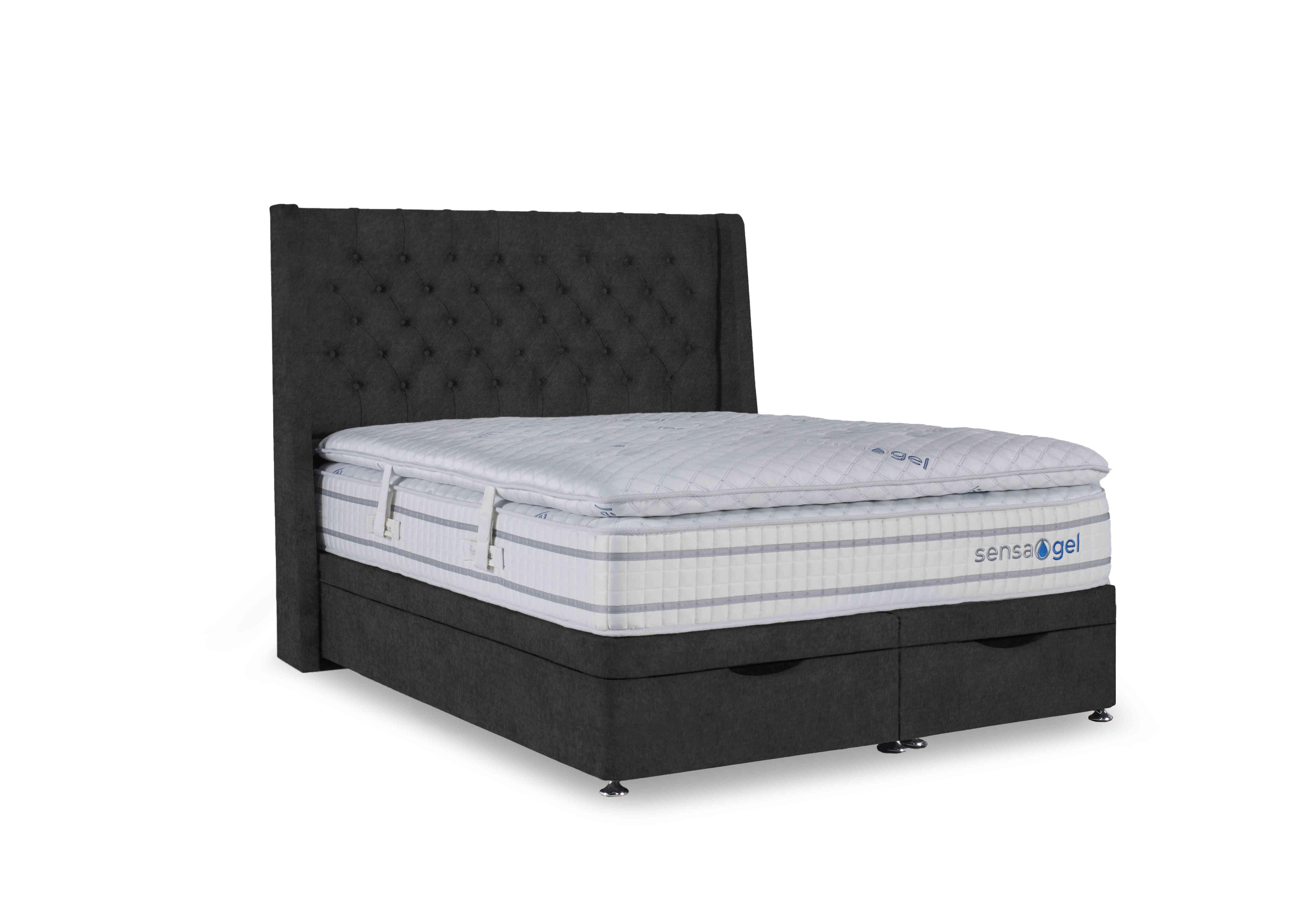 SensaGel 12000 Manual End Ottoman Divan Set in Tweed Charcoal on Furniture Village
