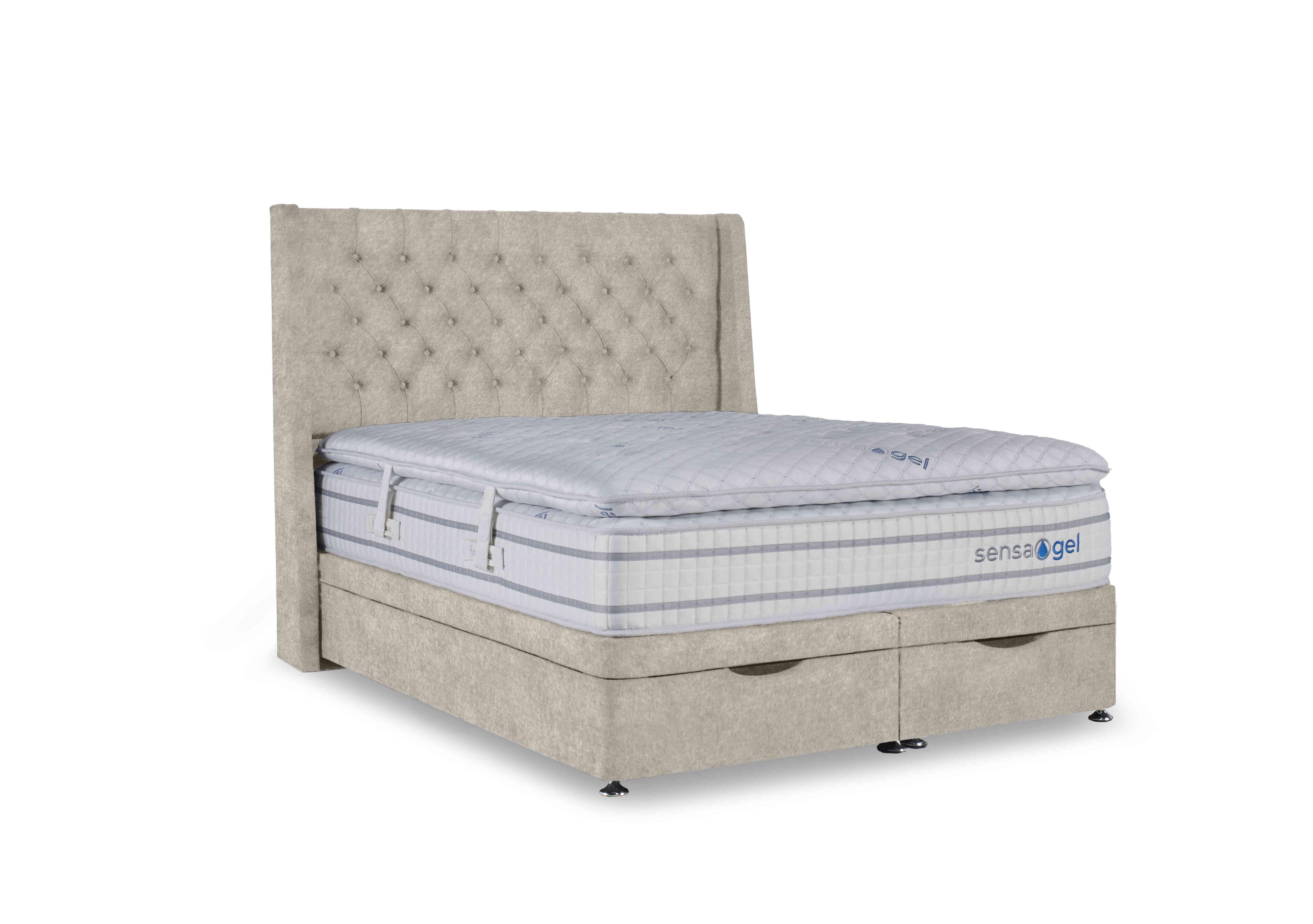 SensaGel 12000 Manual End Ottoman Divan Set in Tweed Cream on Furniture Village