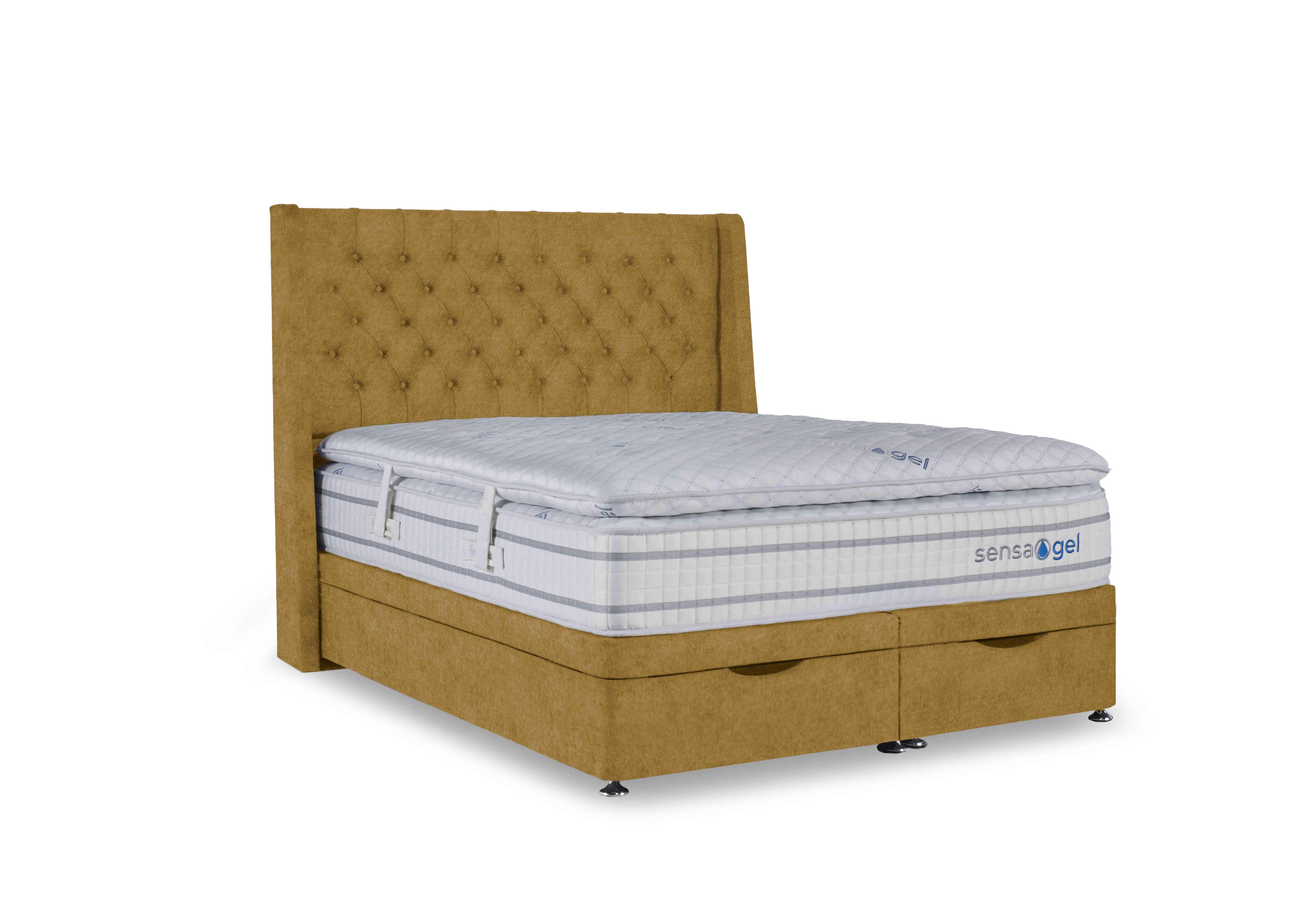 SensaGel 12000 Manual End Ottoman Divan Set in Tweed Mustard on Furniture Village