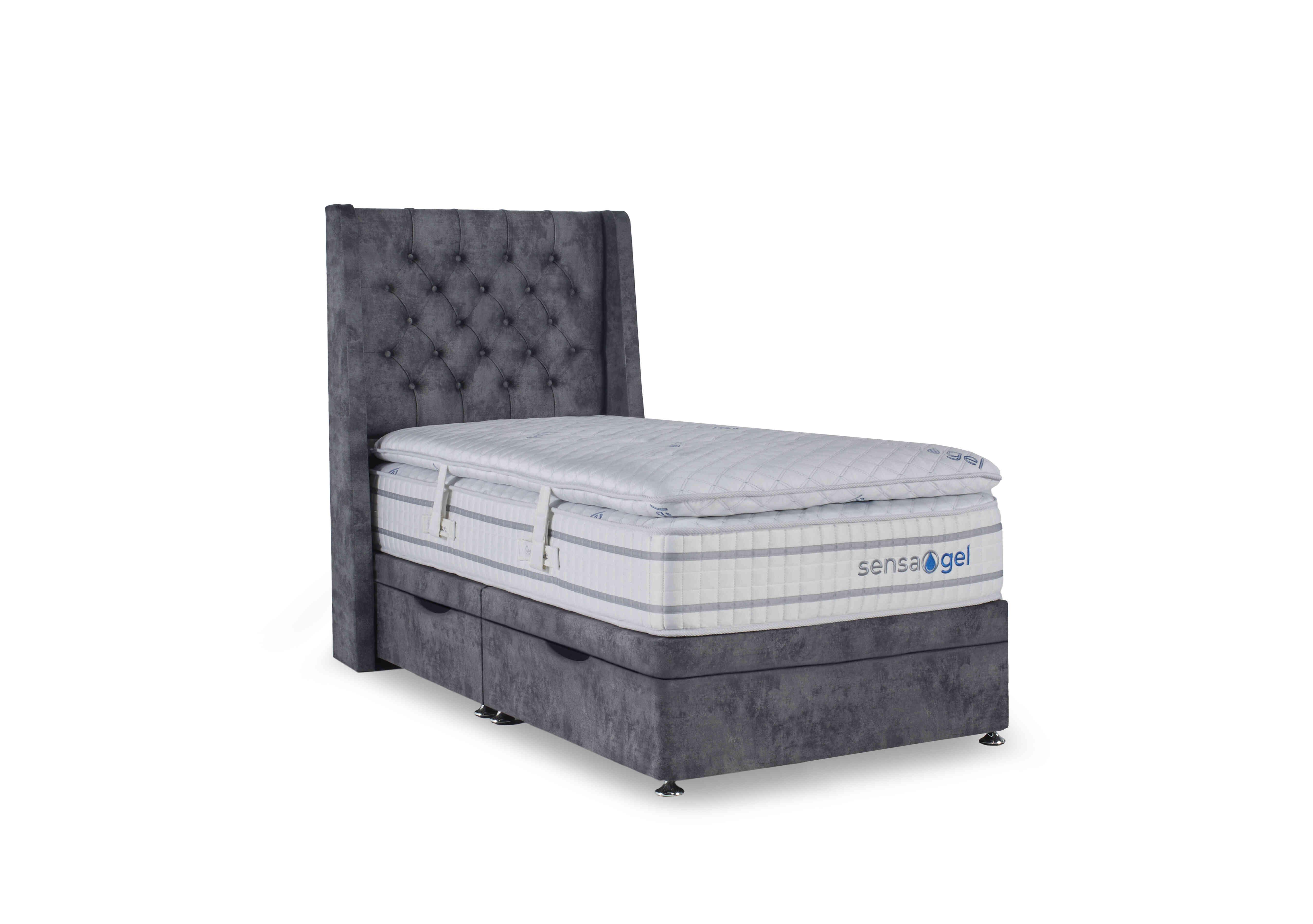 SensaGel 12000 Manual Side Ottoman Divan Set in Daytona Grey on Furniture Village