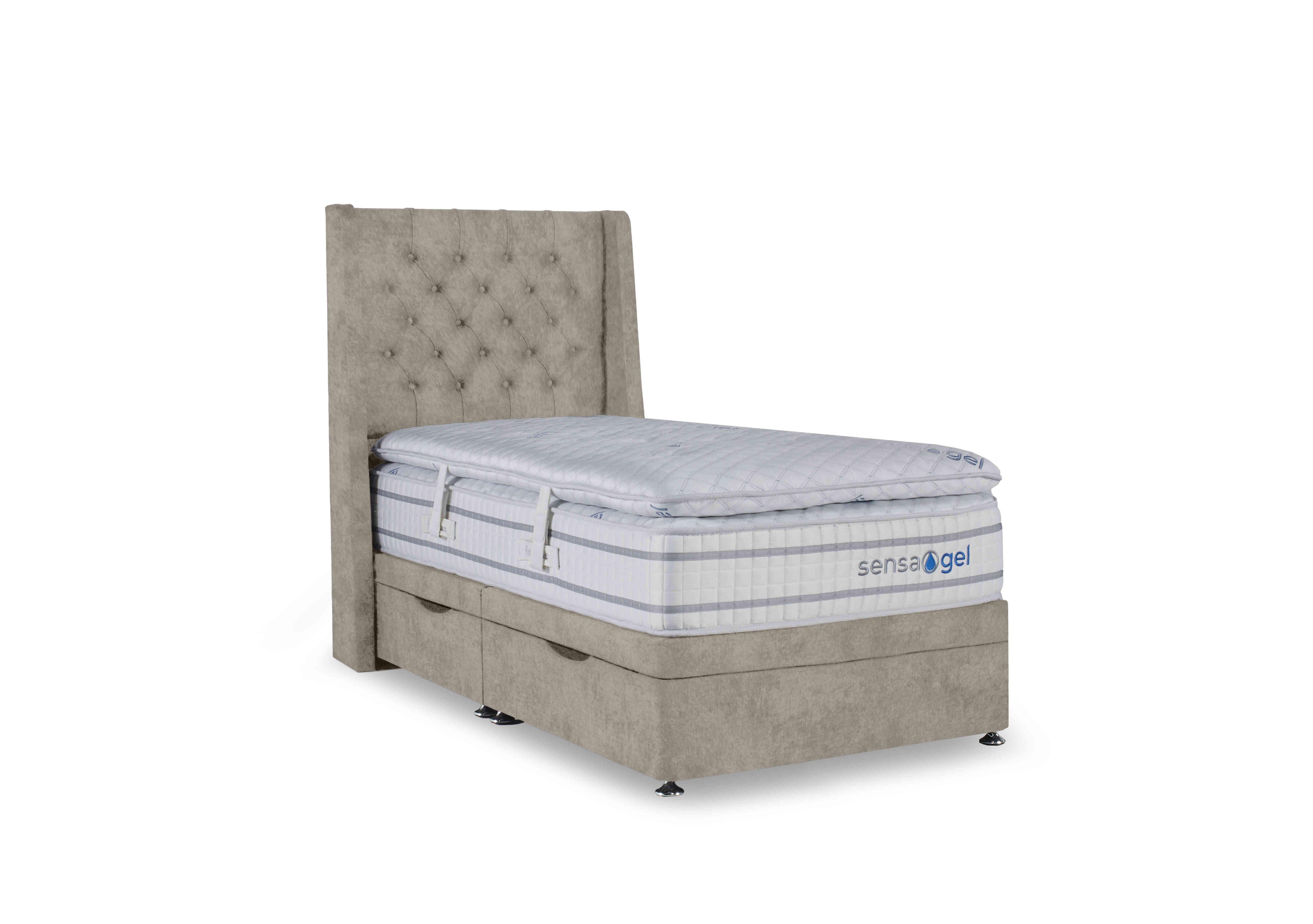 SensaGel 12000 Manual Side Ottoman Divan Set in Joshua Latte on Furniture Village
