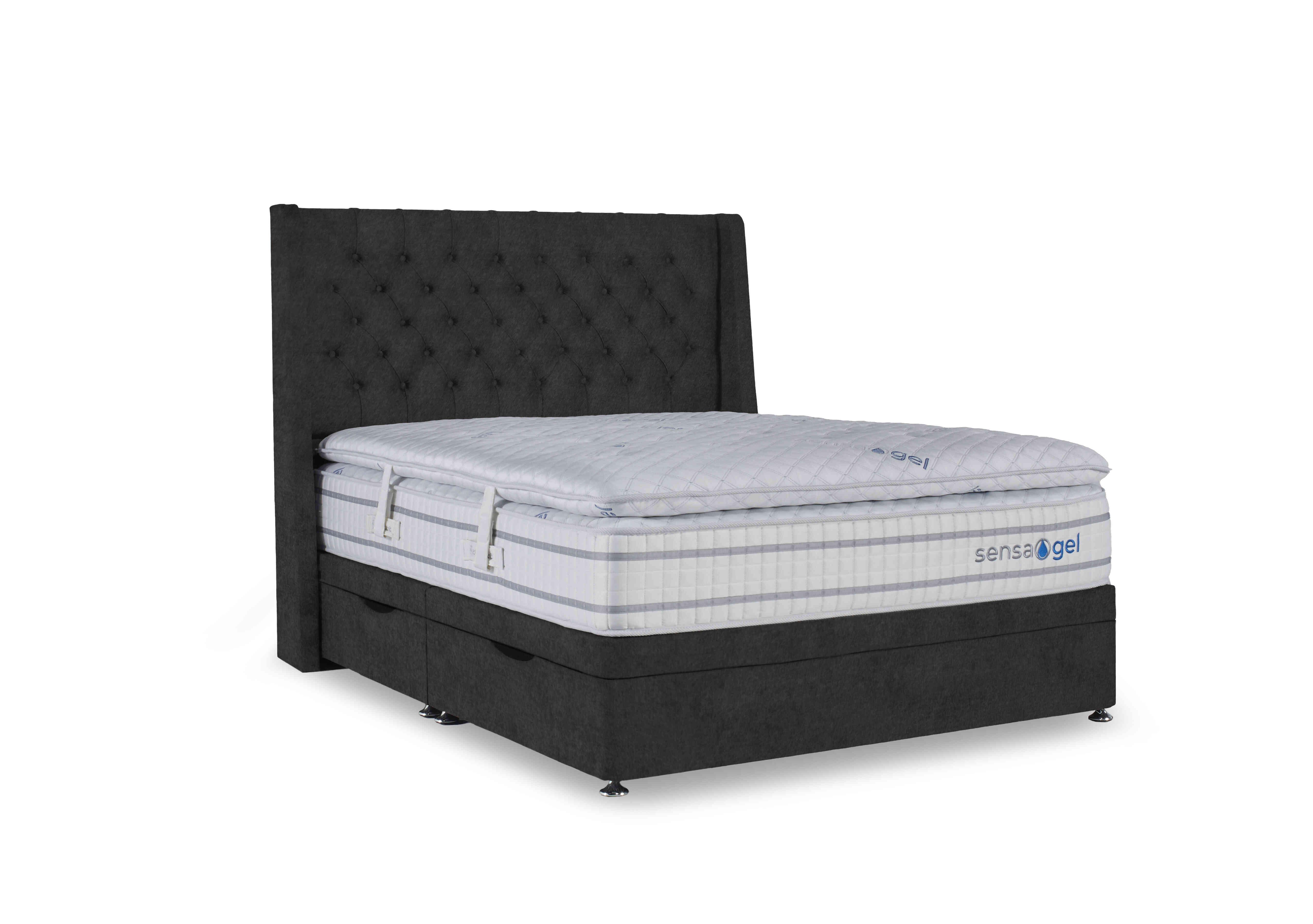 SensaGel 12000 Manual Side Ottoman Divan Set in Tweed Charcoal on Furniture Village