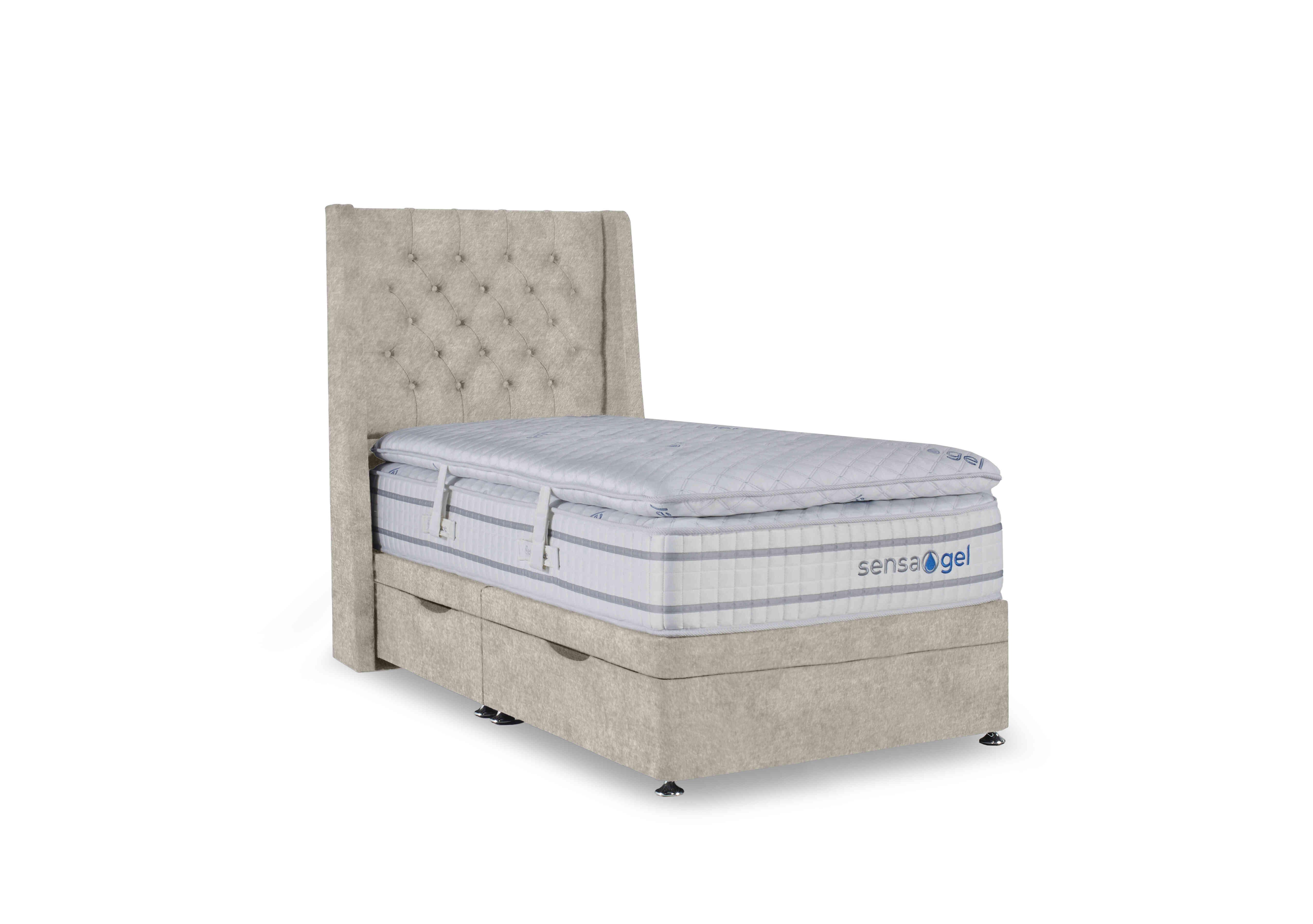 SensaGel 12000 Manual Side Ottoman Divan Set in Tweed Cream on Furniture Village