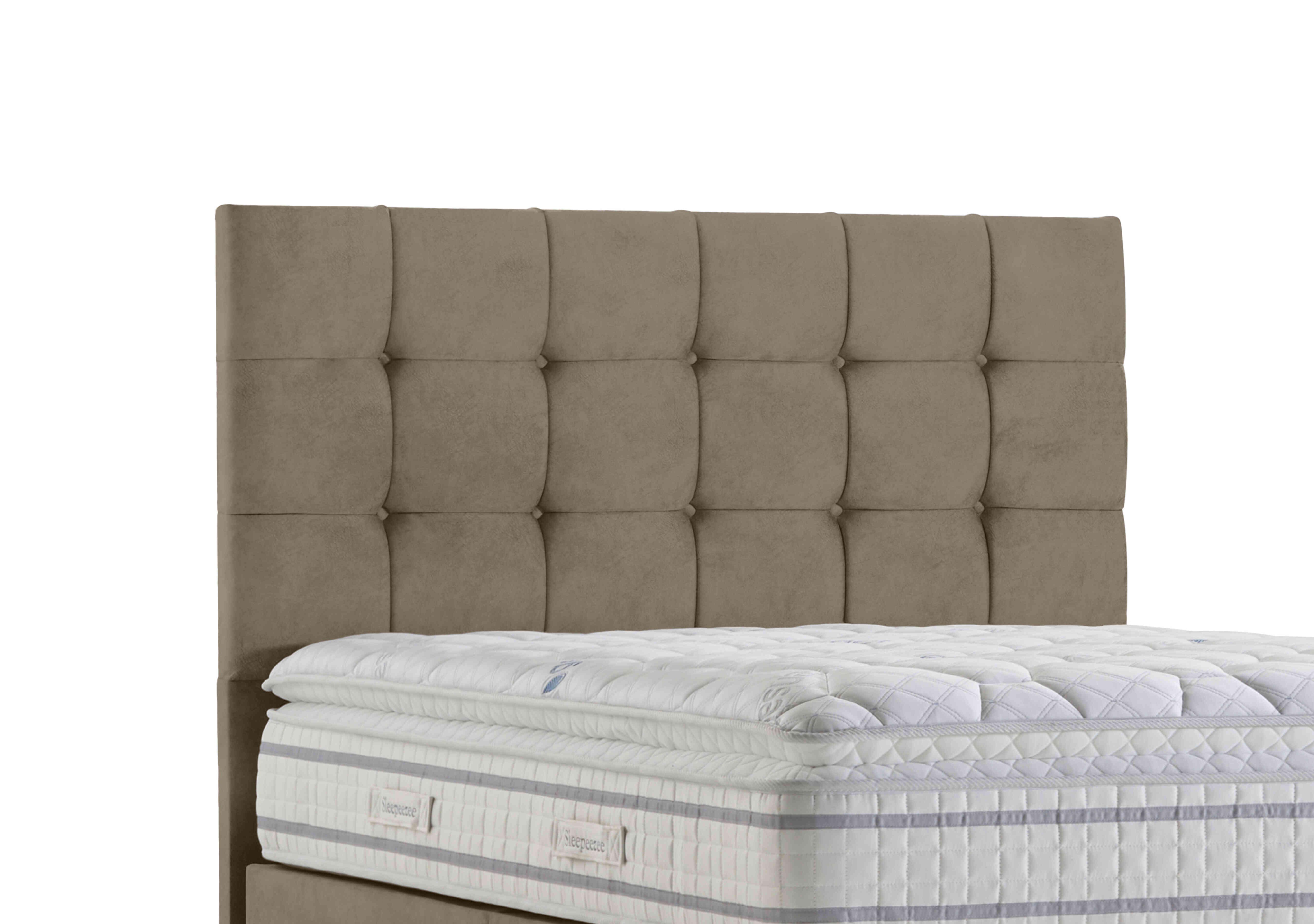 Apex Floor Standing Headboard in Plush Beige on Furniture Village
