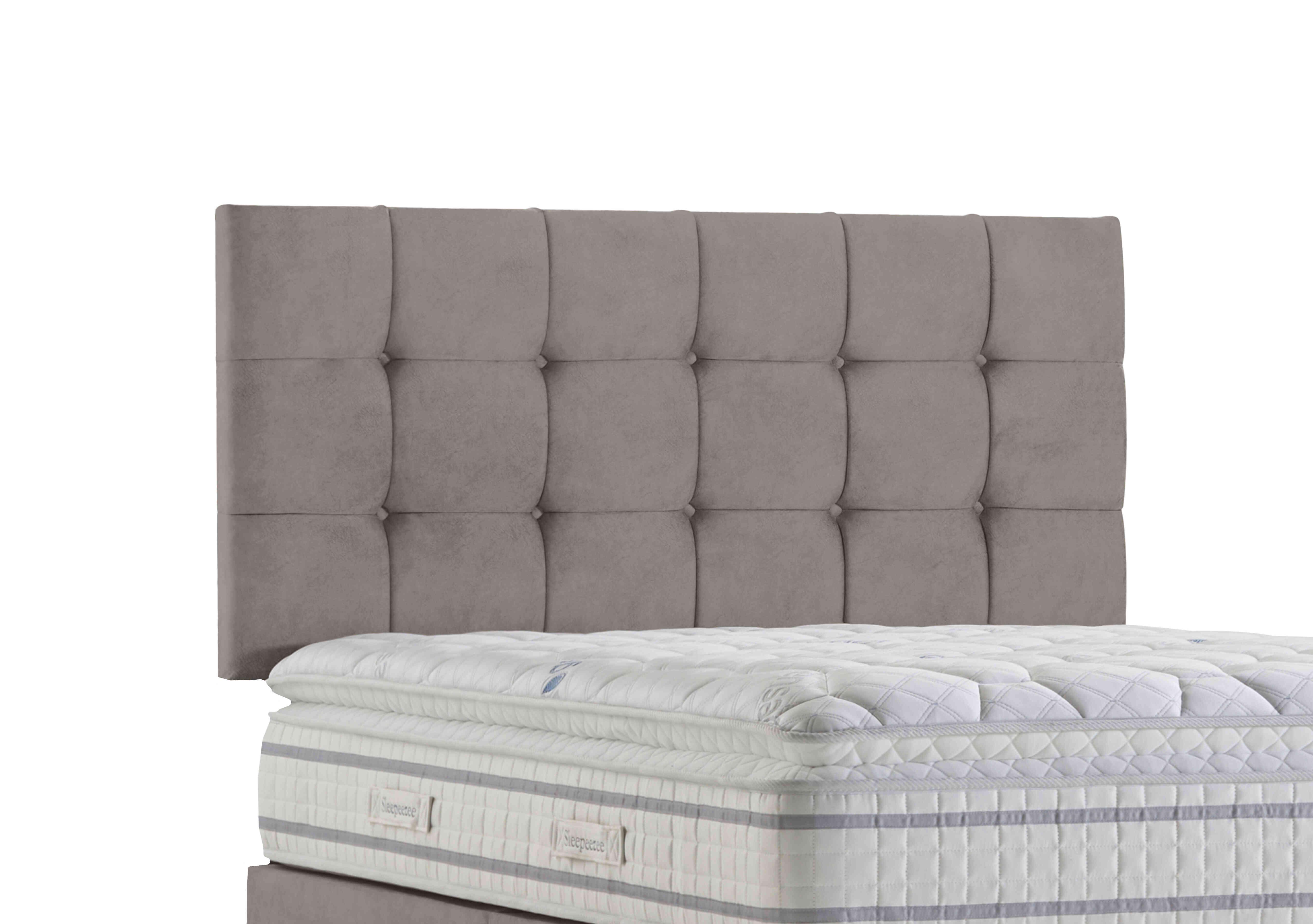 Apex Strutted Headboard in Plush Light Grey on Furniture Village