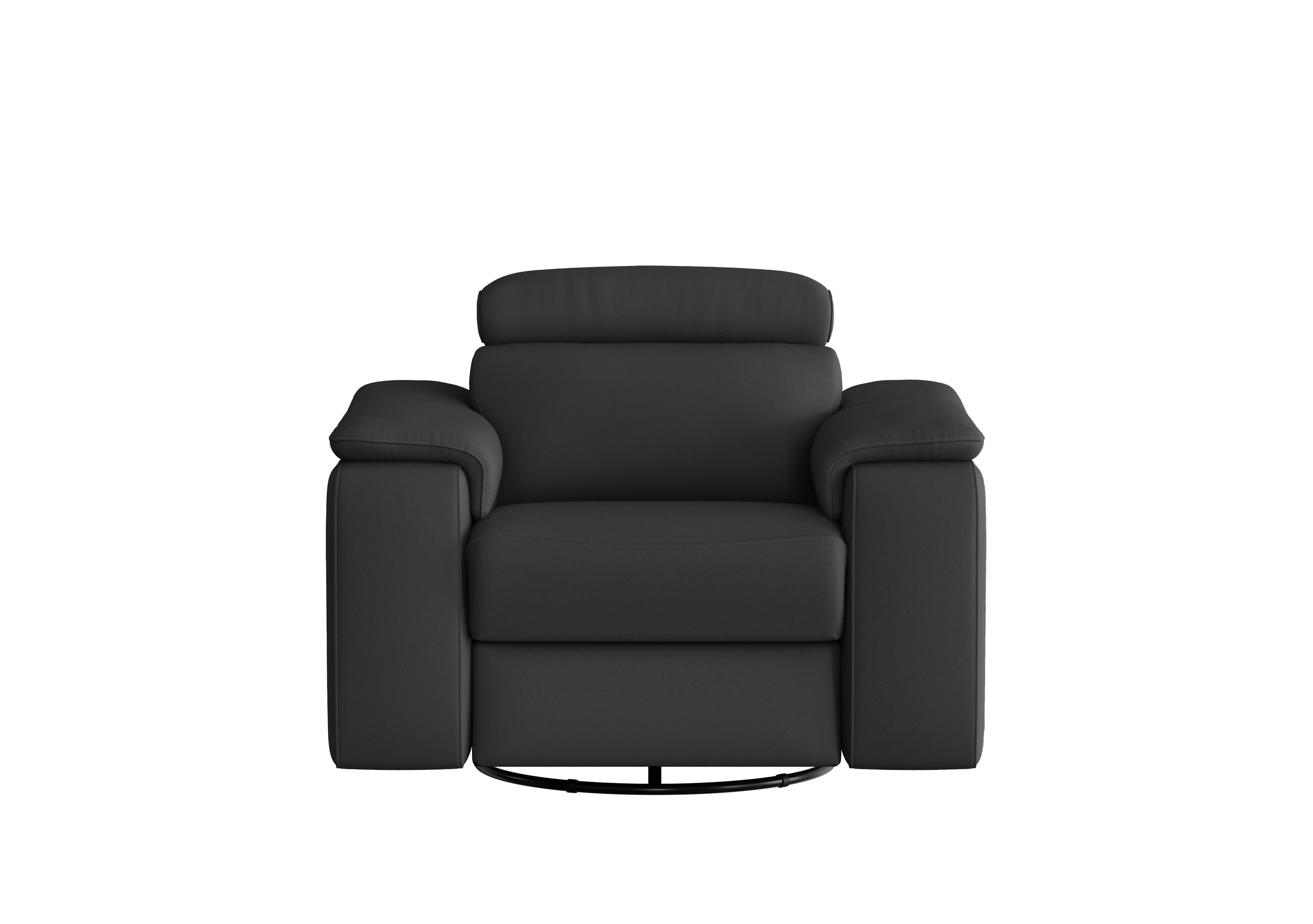 Davide Leather Swivel Rocker Power Recliner Chair in 2154 Botero Nero on Furniture Village