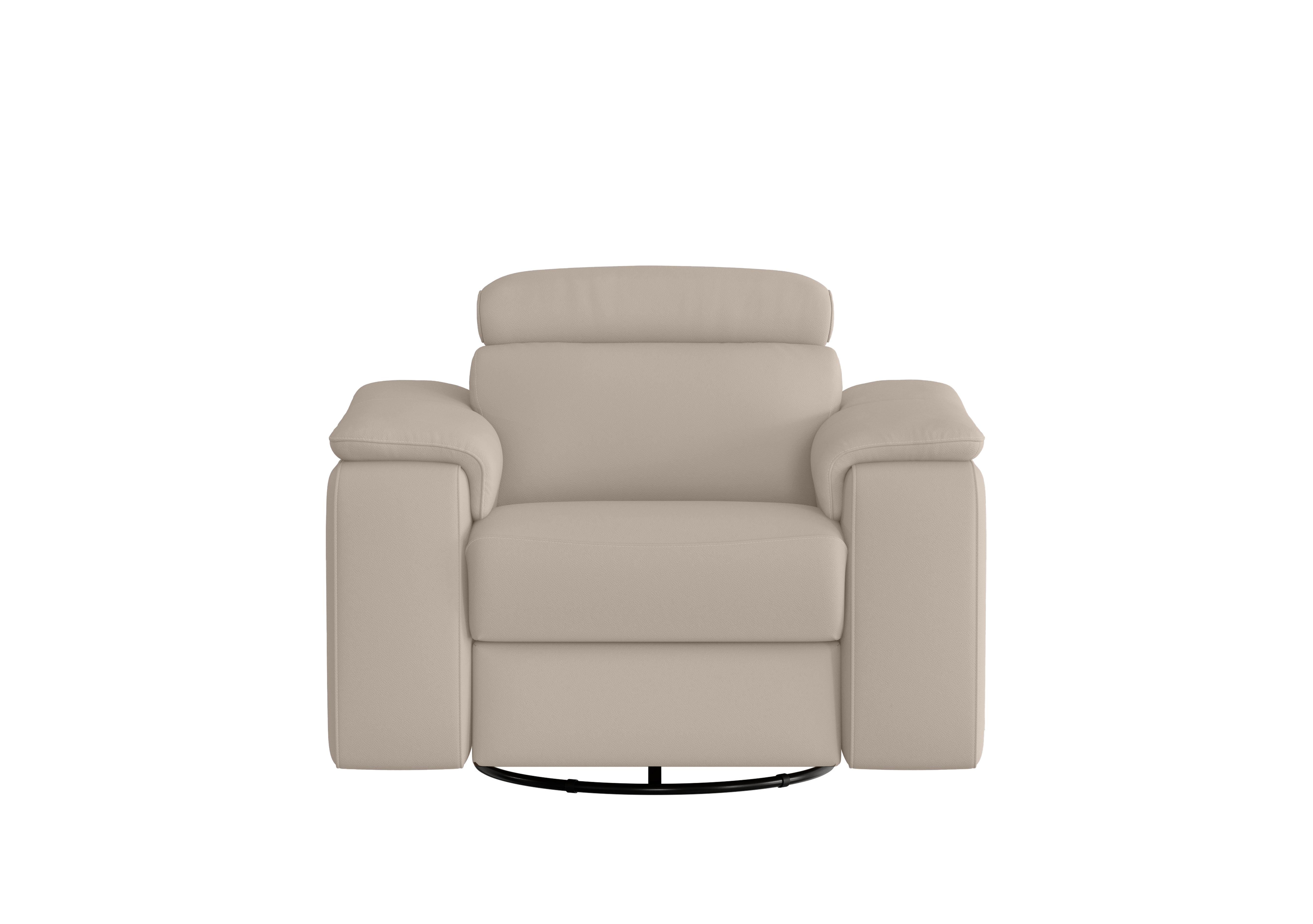 Davide Leather Swivel Rocker Power Recliner Chair in 2156 Botero Crema on Furniture Village