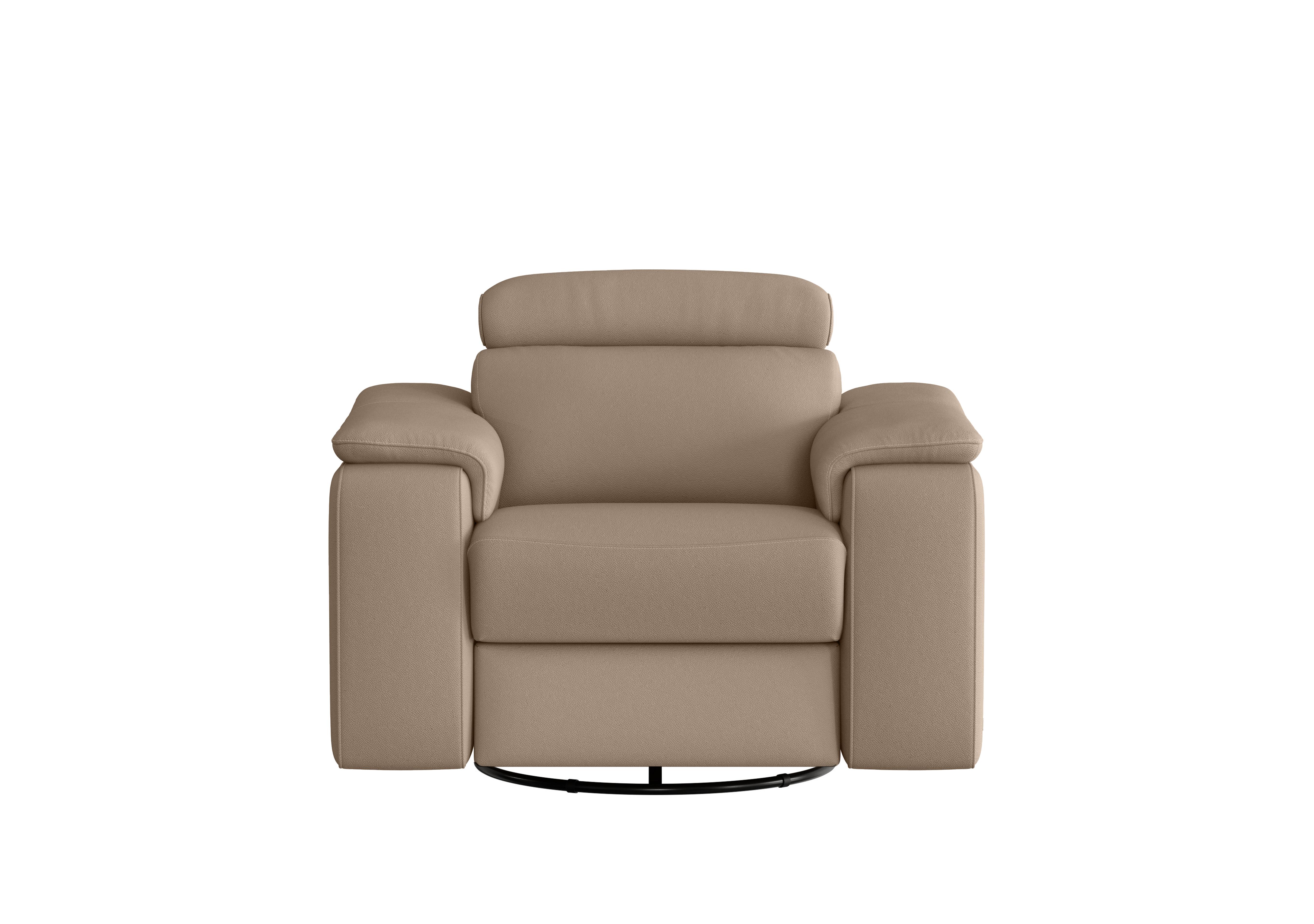 Davide Leather Swivel Rocker Power Recliner Chair in 312 Torello Taupe on Furniture Village