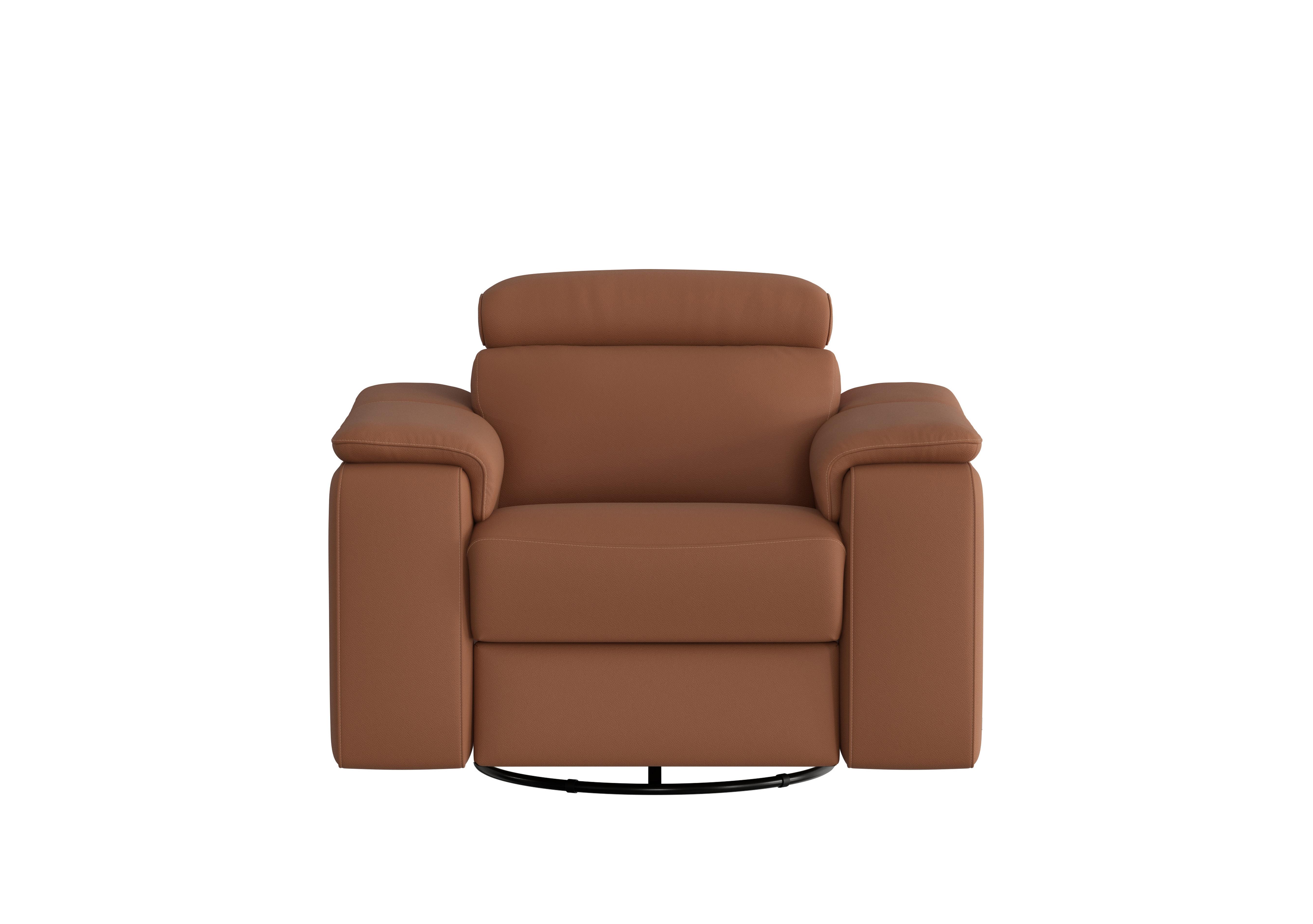 Davide Leather Swivel Rocker Power Recliner Chair in 363 Torello Cognac on Furniture Village